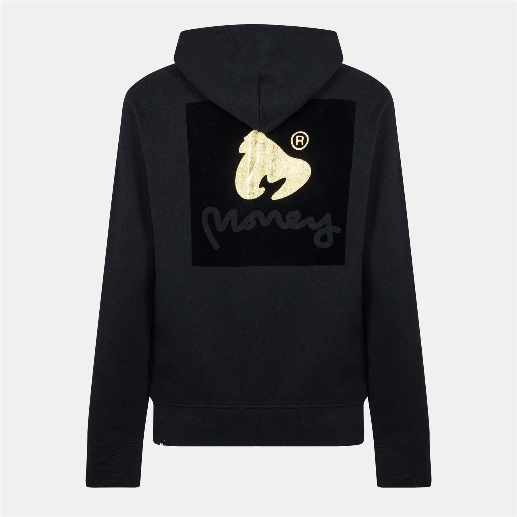 Money Front Zipper Pocket Hooded Zip Neck Sweatshirt