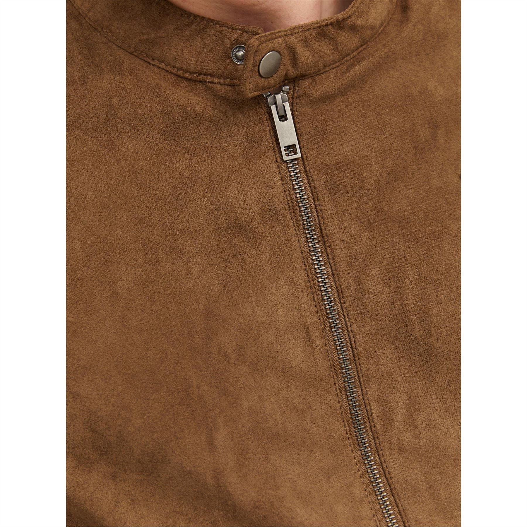 Jack and Jones Solid Patterned Zipped Pocket Jacket