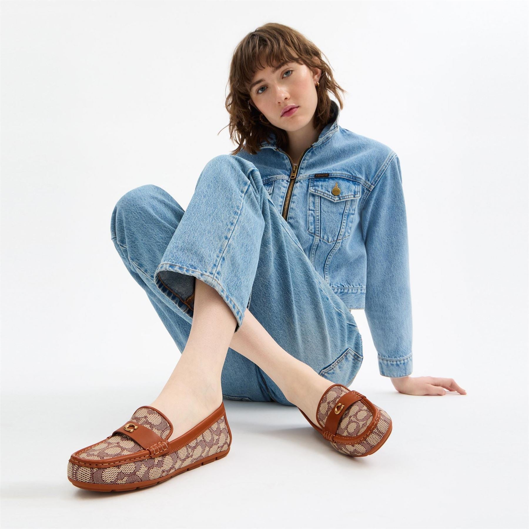 Coach C Driver Round Toe Penny Loafers