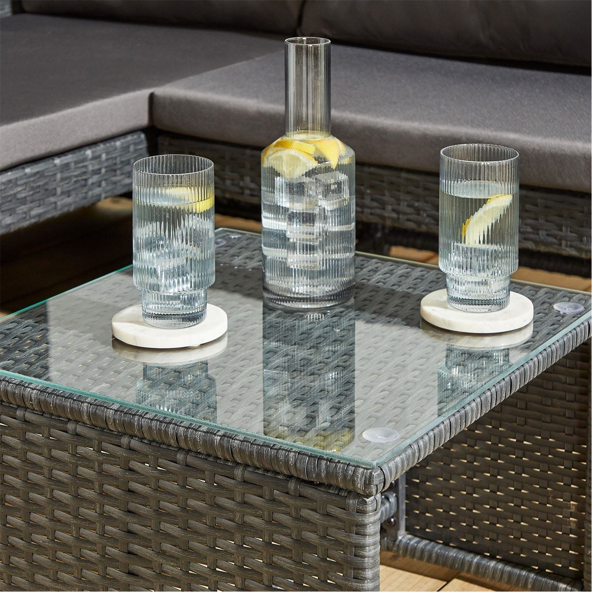 Studio Kauai Corner Rattan Chaise Sofa Set
