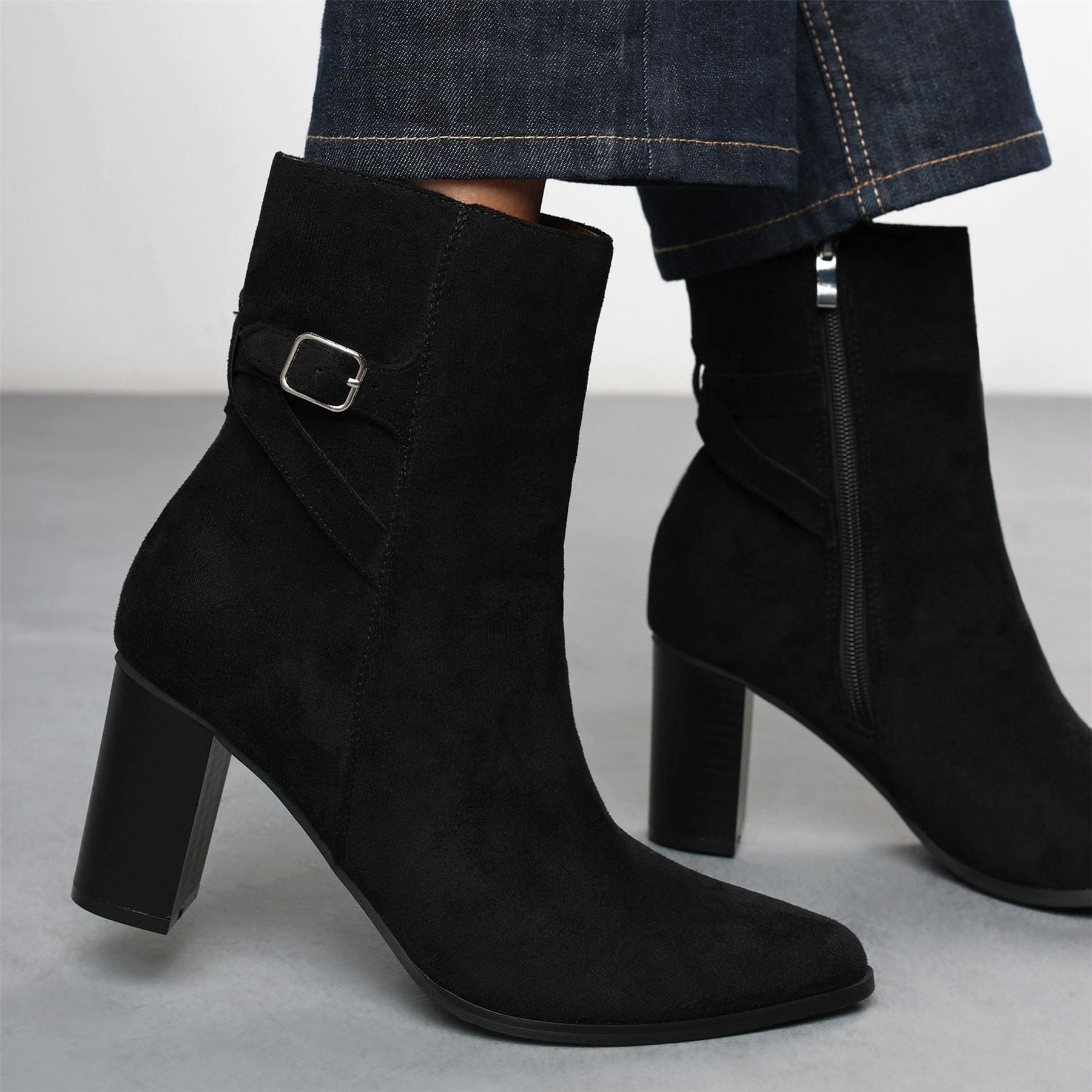 Wheres That From Block Heel Ankle Boots with Zipper Closure