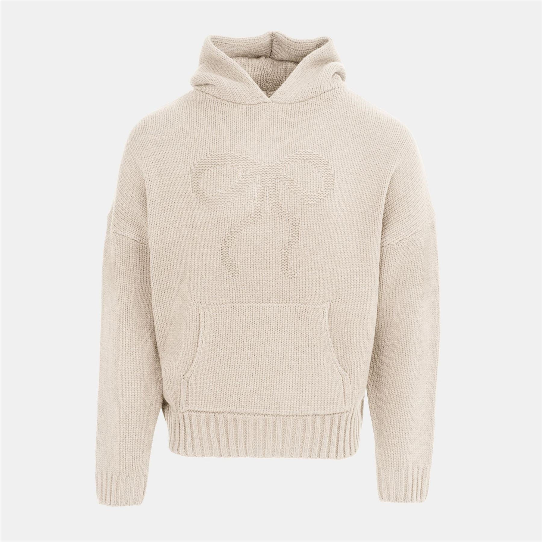 Miso Bow Knit Hooded Neck Long Sleeve Sweatshirt