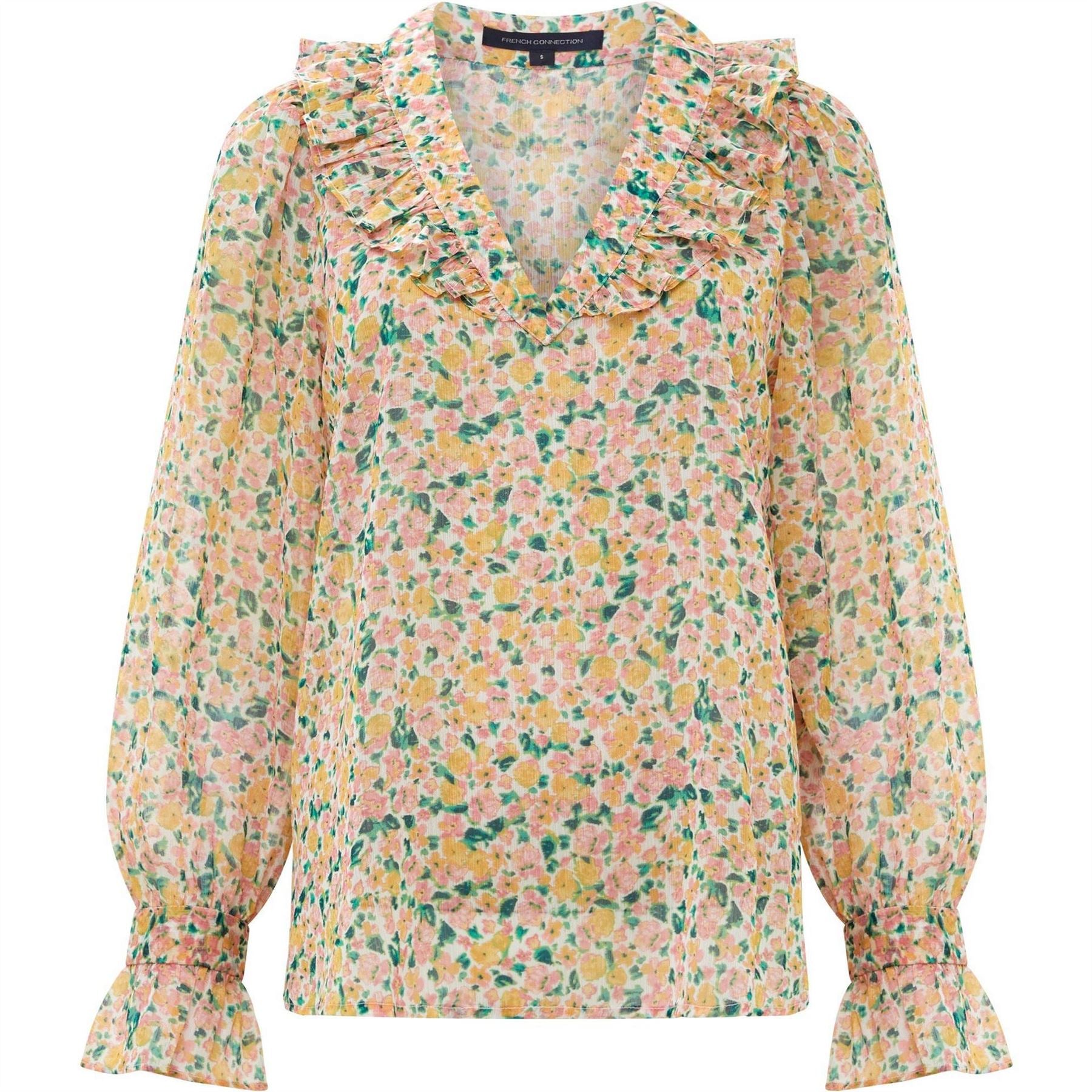 French Connection Aleezia Hallie Crinkle Long Sleeve Blouse