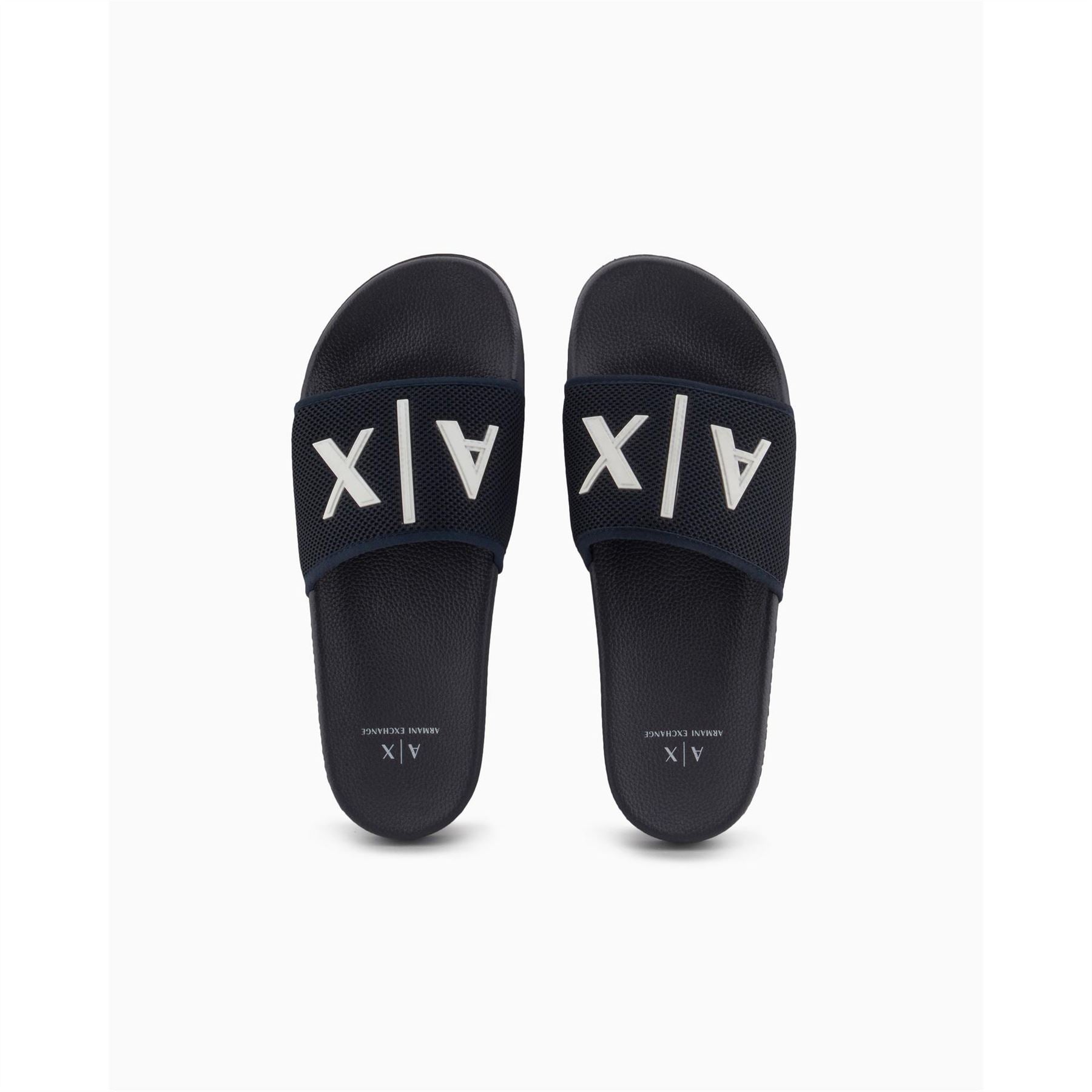 Armani Exchange Exchange Logo Print Open Toe Slide Sandals