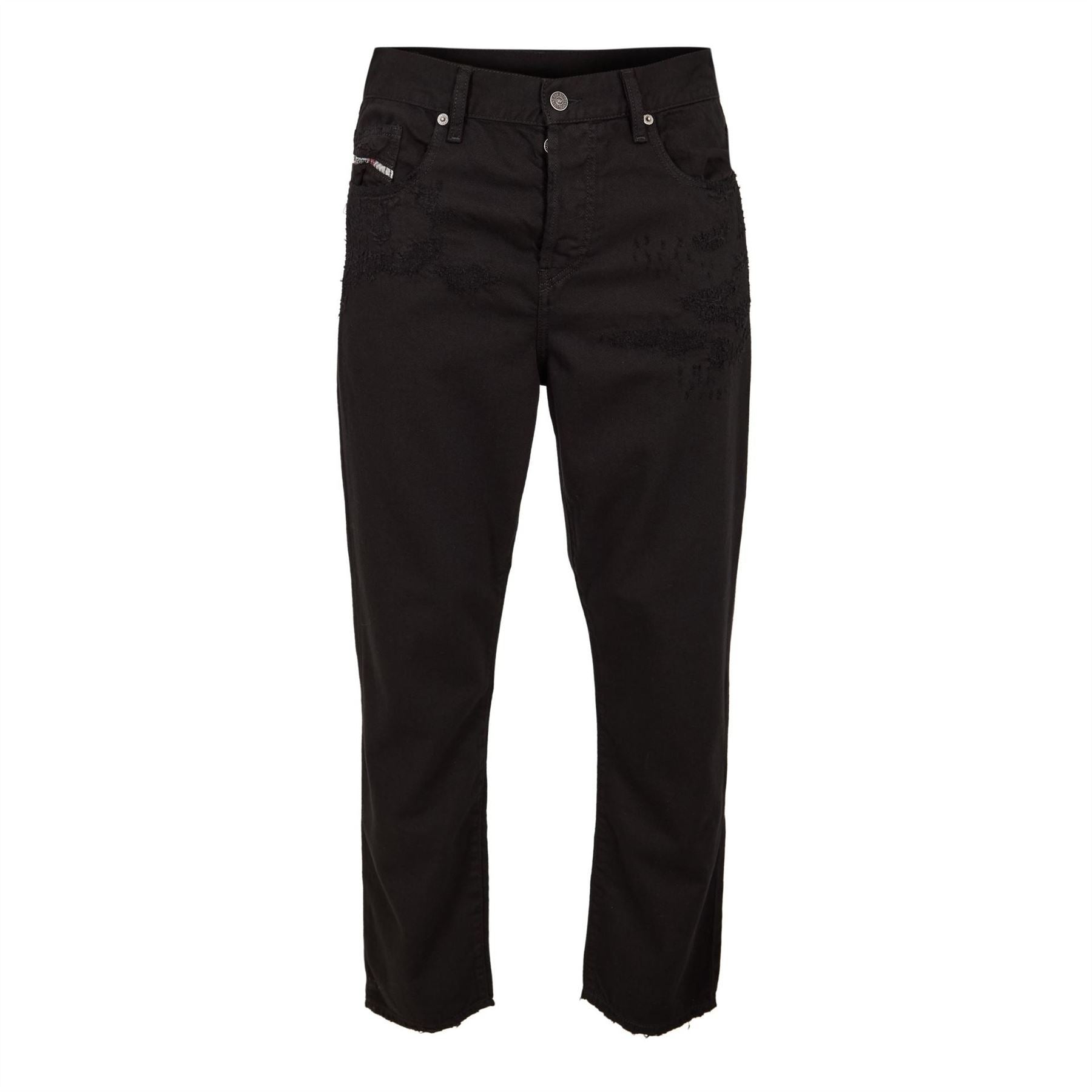 Diesel Distressed High Rise Straight Leg Jeans