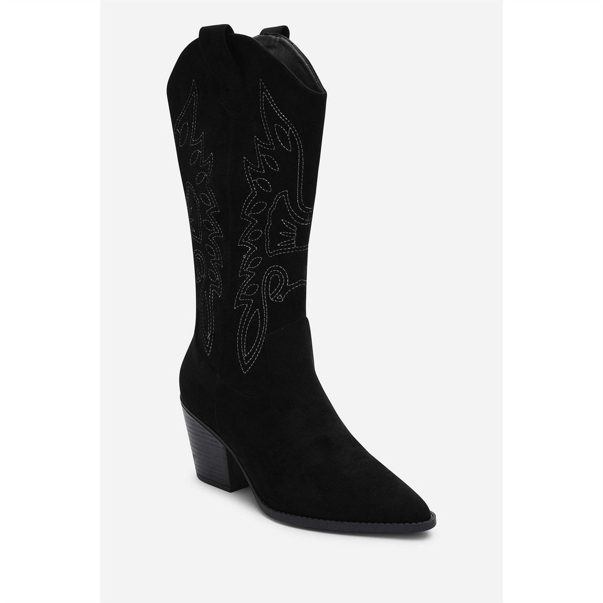 Wheres That From Calf Cowboy Boots Block Heel Western Embroidered