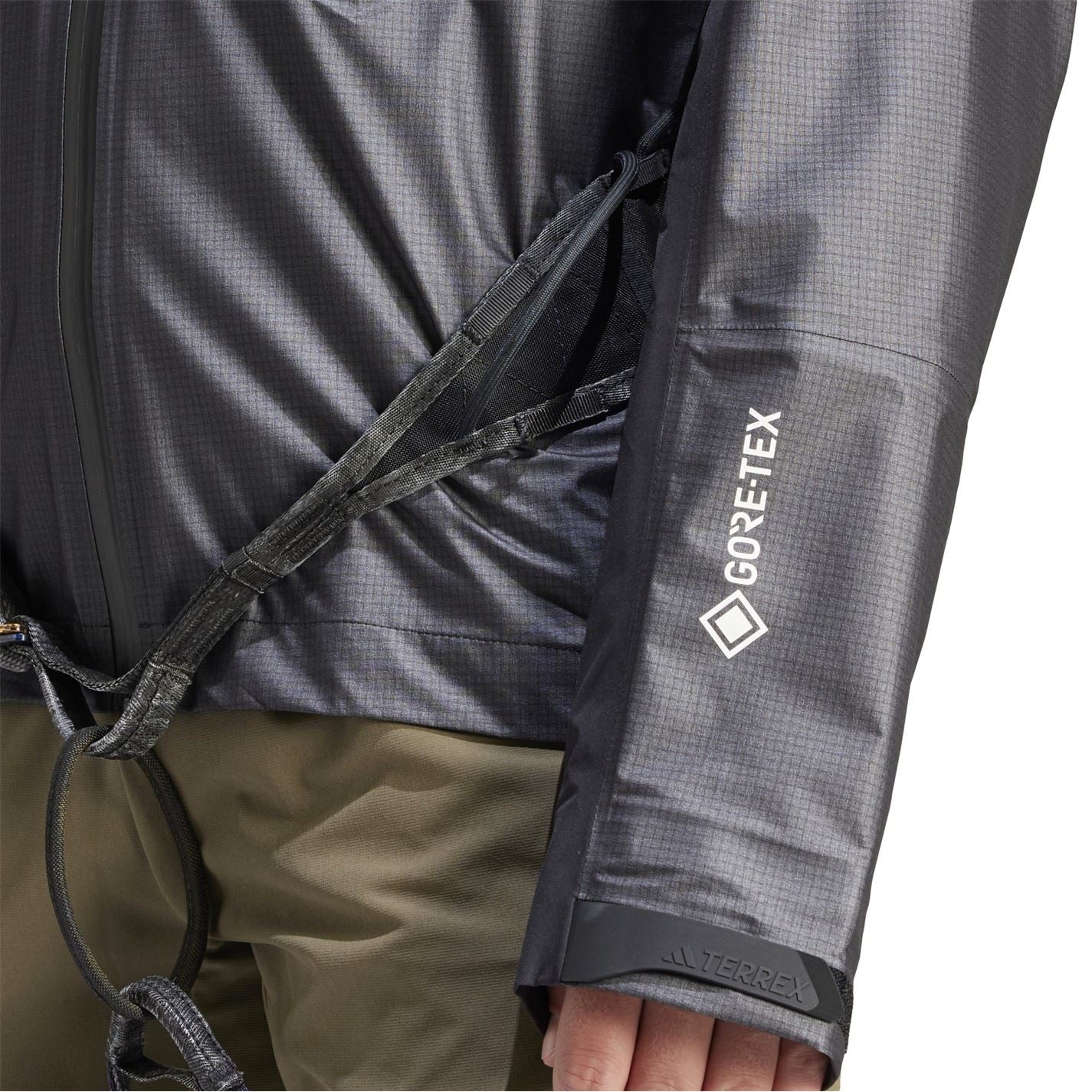 adidas Gore Act Hooded Neck Full Zipper Geometric Patterned Rain Jacket