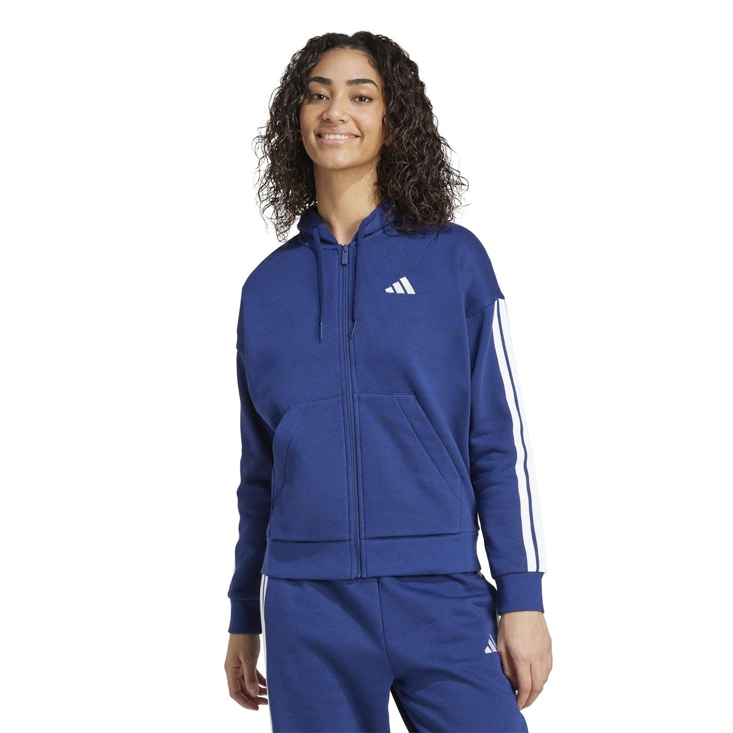 adidas Womens Essentials 3 Stripe Zip Track Hoodie