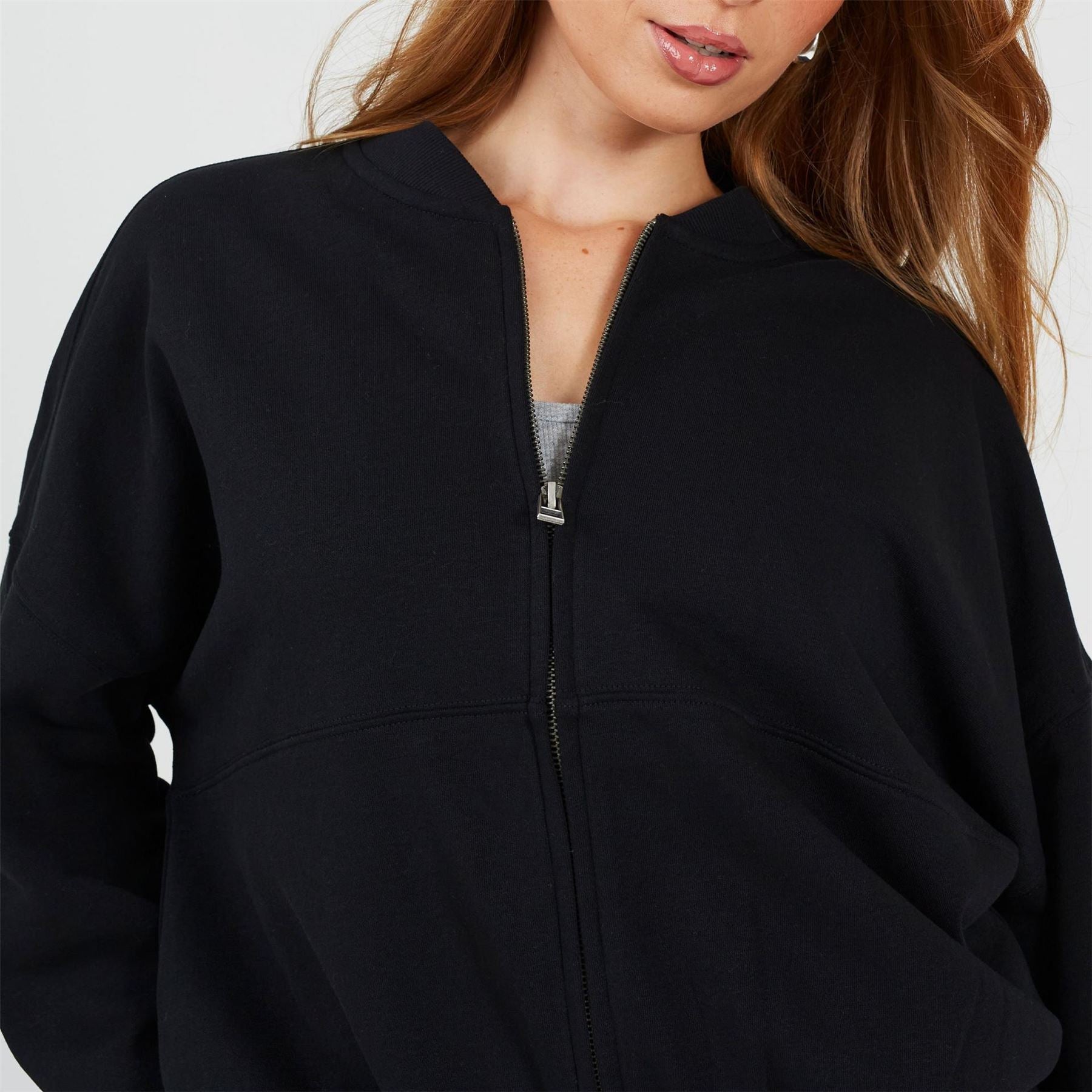 Brave Soul Womens Zip Through Sweatshirt With Panel Detail