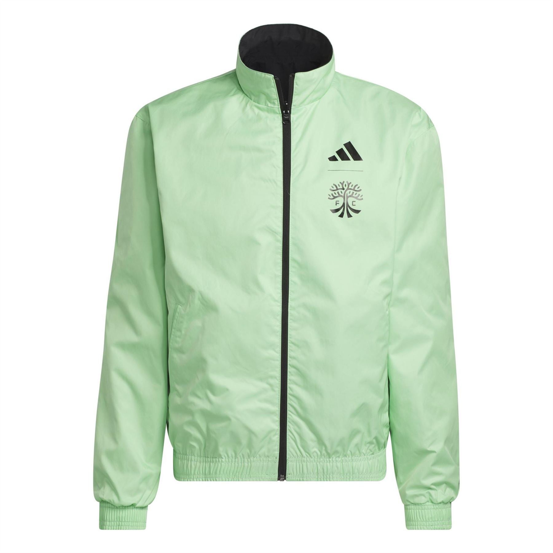 adidas Solid Patterned Track Jacket with Zipped Pocket