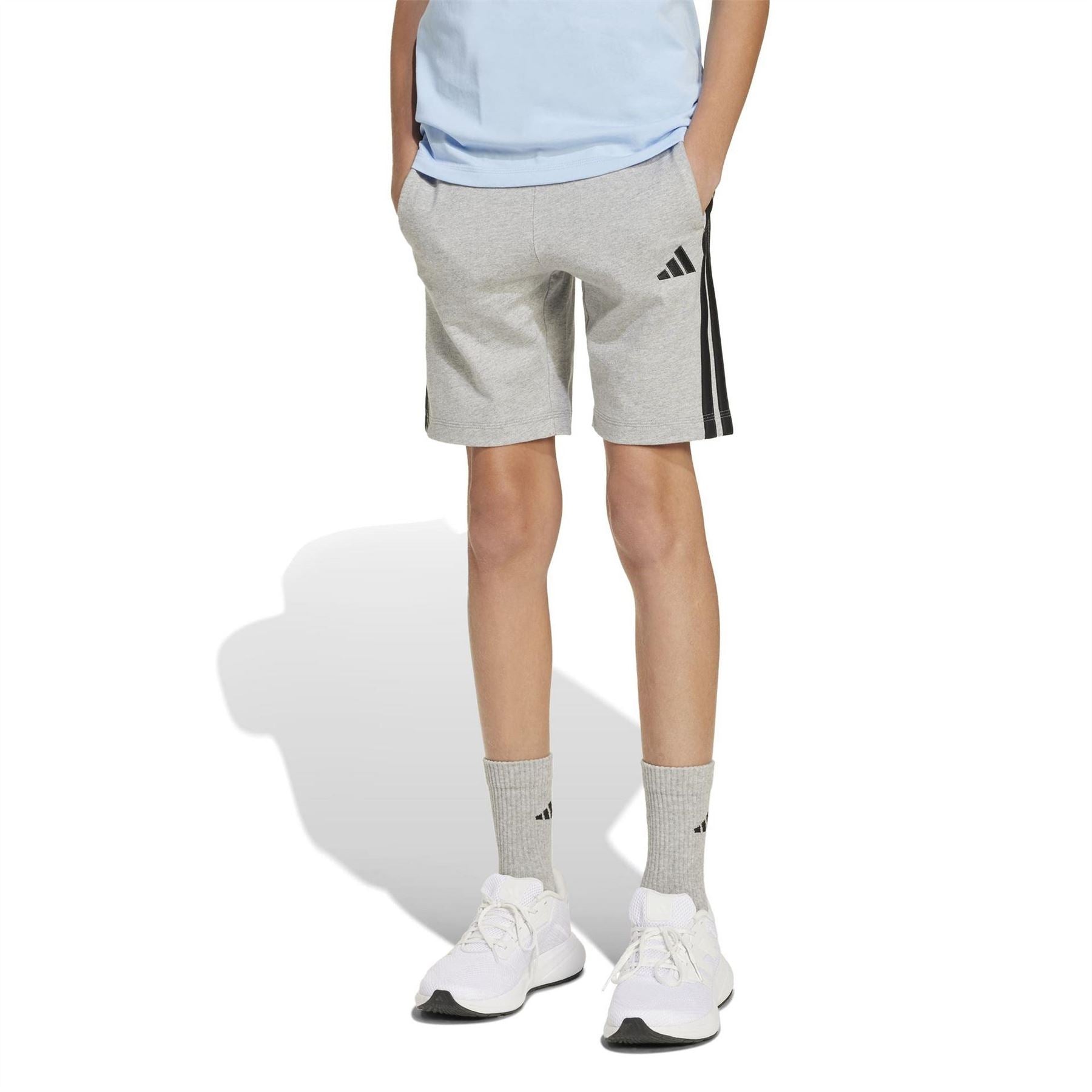 adidas Essentials 3 Stripe Jersey Short Juniors