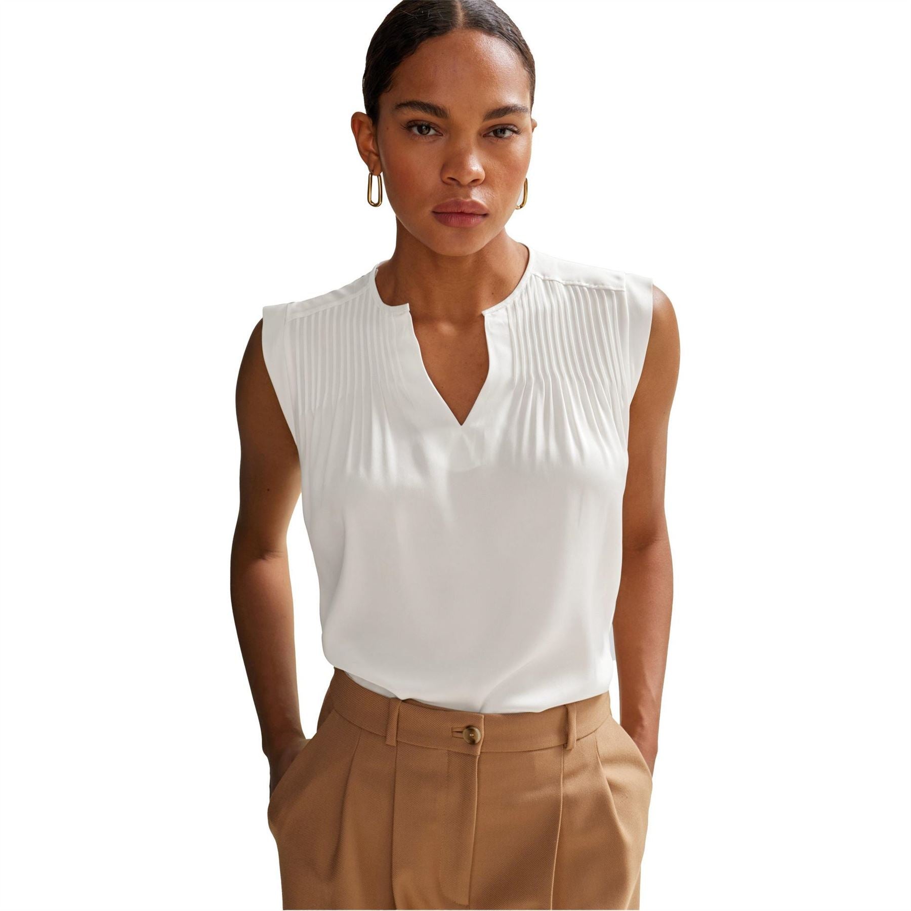 Boss Notched Neck Regular Fit Blouse