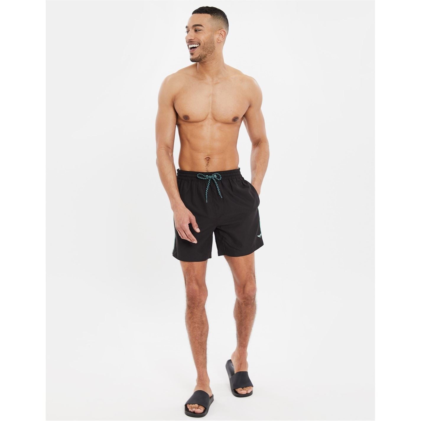Threadbare Solid Patterned Regular Fit Swim Shorts