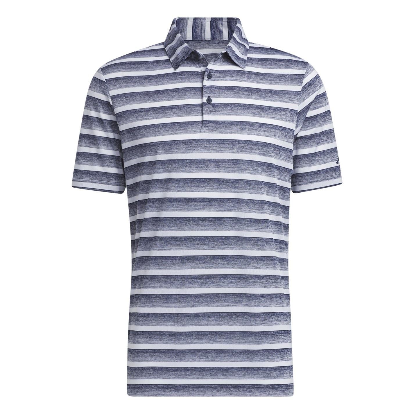 adidas Mens Two Color Striped Golf Polo Shirt