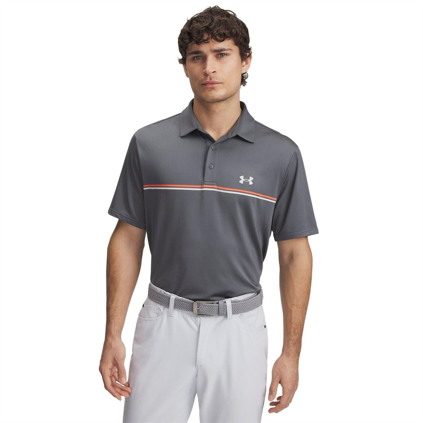 Under Armour Striped Collared Neck Short Sleeve Polo Shirt