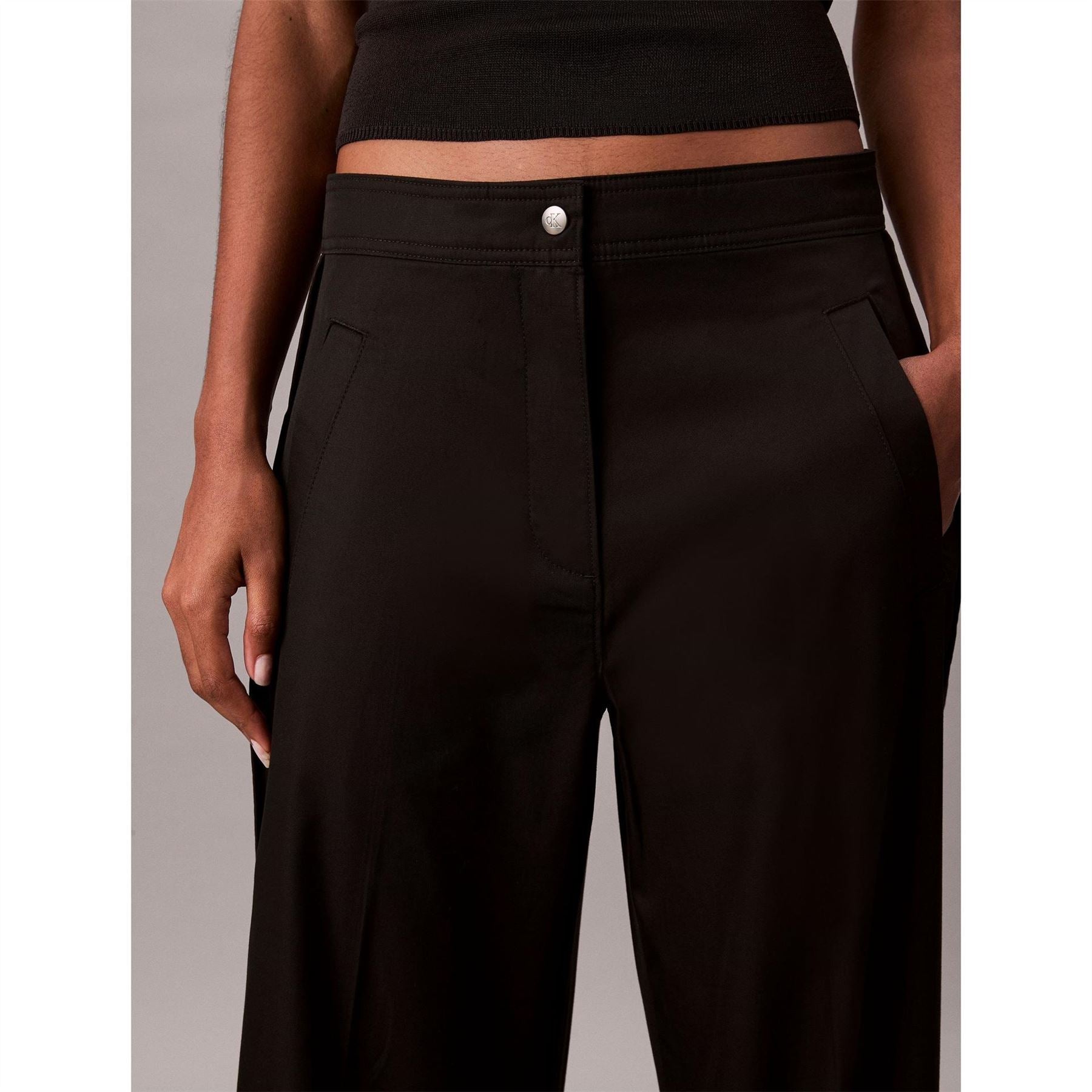 Calvin Klein Jeans Wide Leg Solid Patterned Trousers