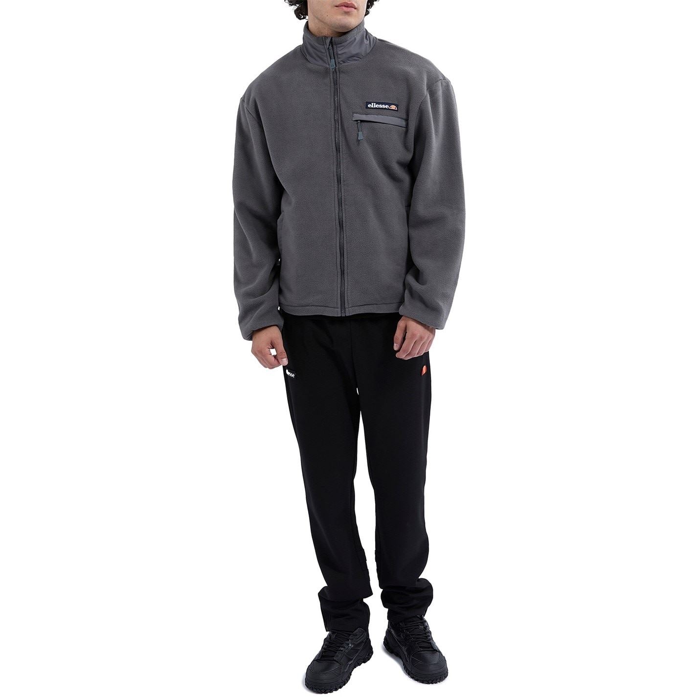 Ellesse Maseben Solid Patterned Full Zipper Ribbed Cuff Fleece Jacket