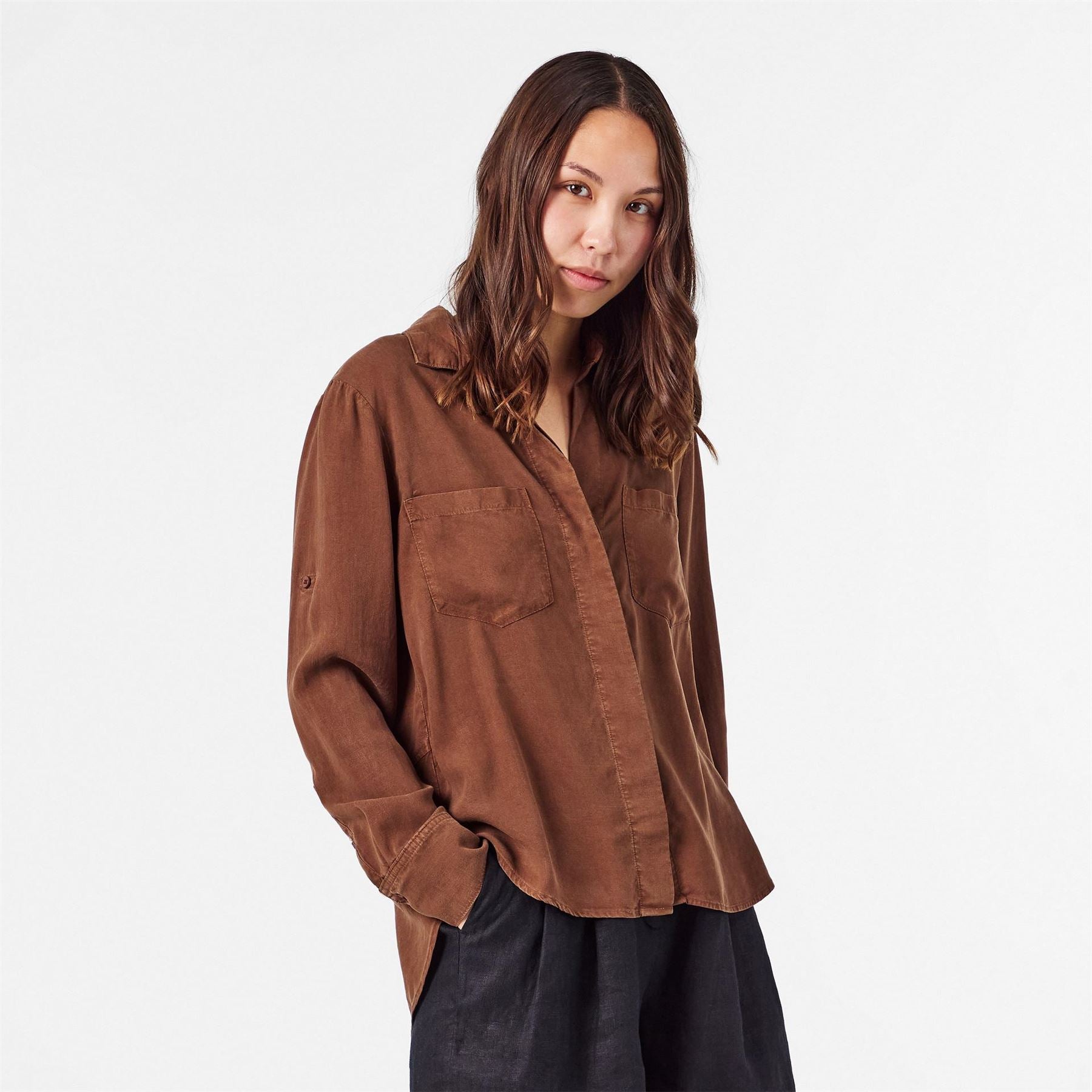 Bella Dahl Back Slit Relaxed Fit Three Quarter Sleeve Shirt