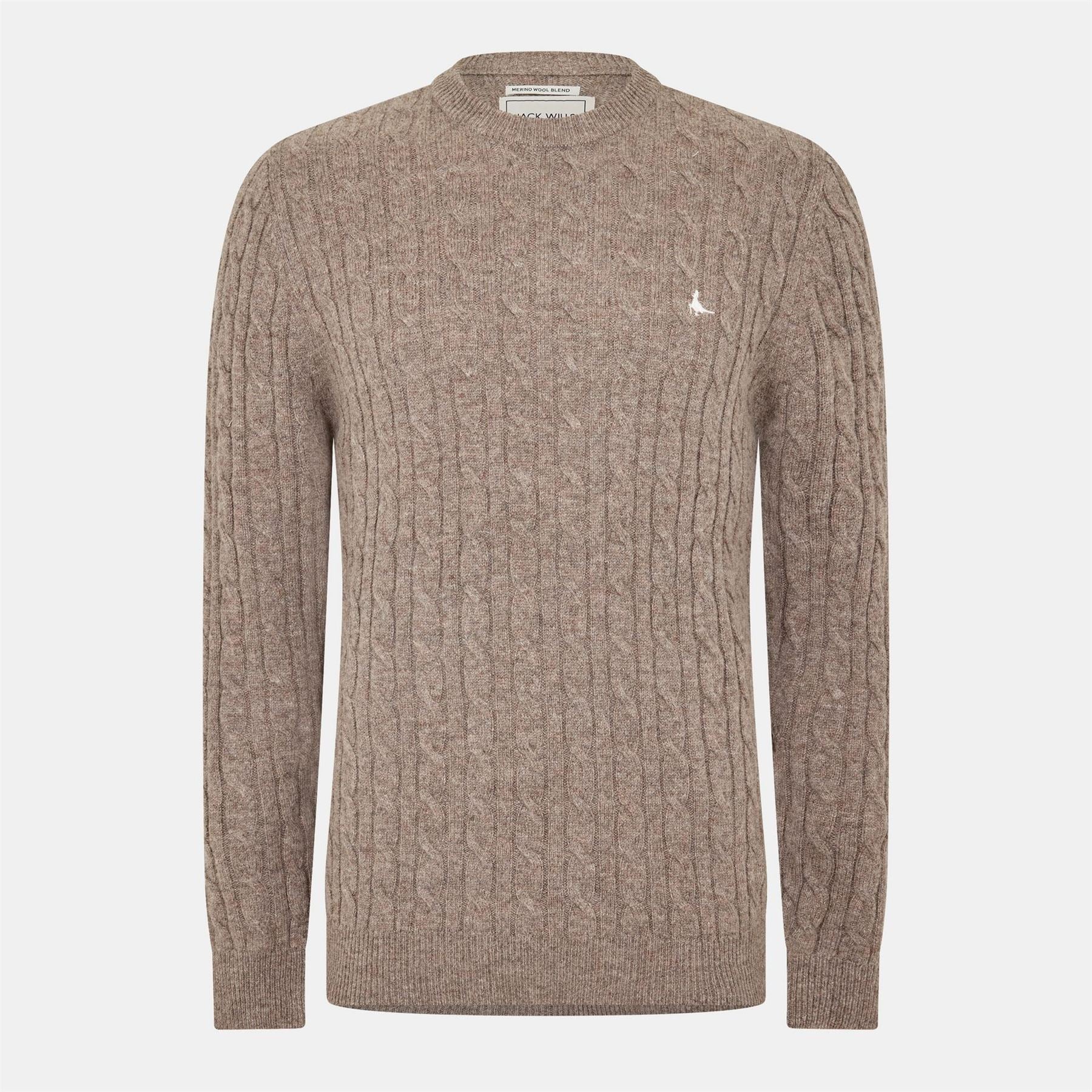 Jack Wills Mens Marlow Merino Wool Blend Cable Knitted Jumper