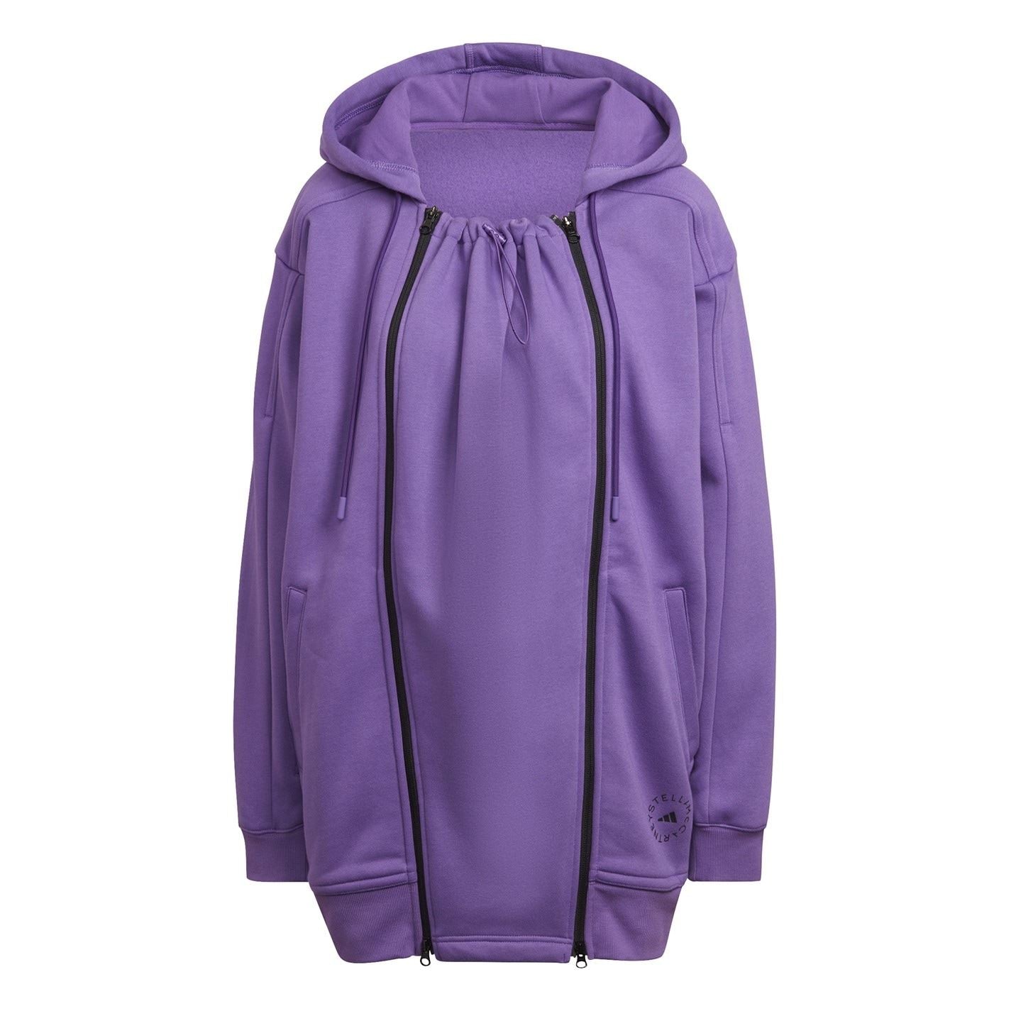 adidas Solid Patterned Hooded Drawstring Ribbed Cuff Zipped Pocket Three in One Jacket