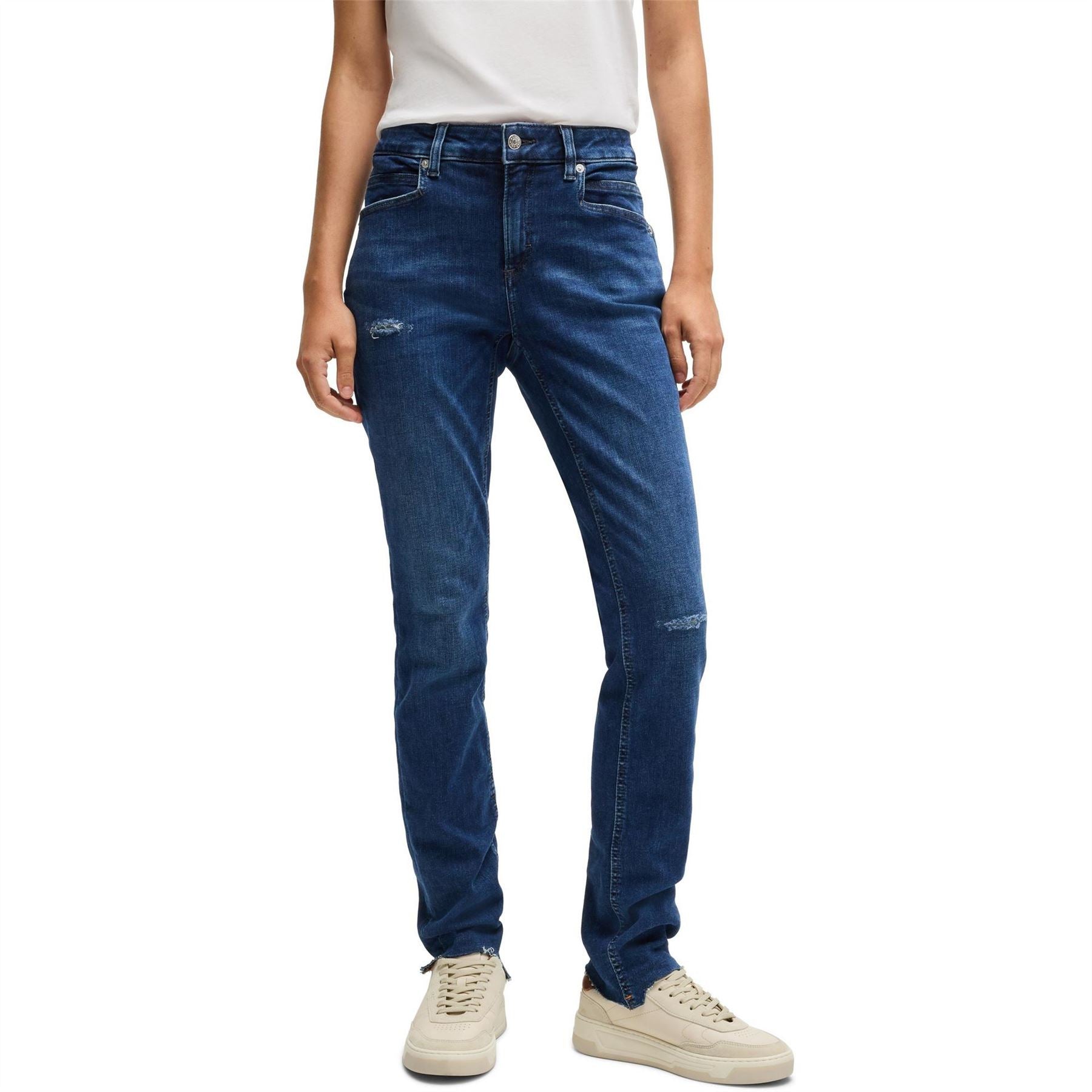 Boss Distressed Slim Fit Five Pocket Jeans