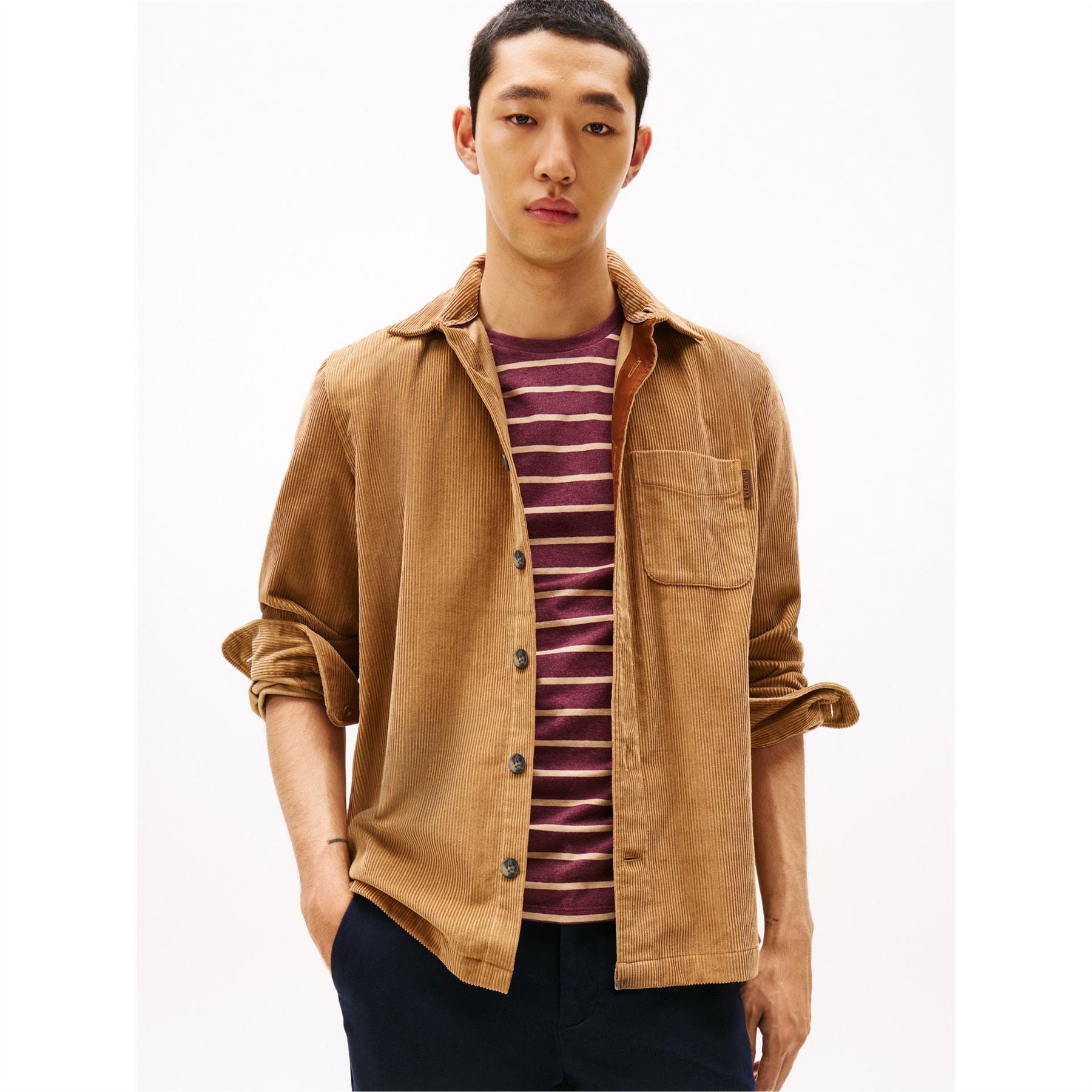 Tommy Hilfiger Solid Patterned Chest Pocket Overshirt
