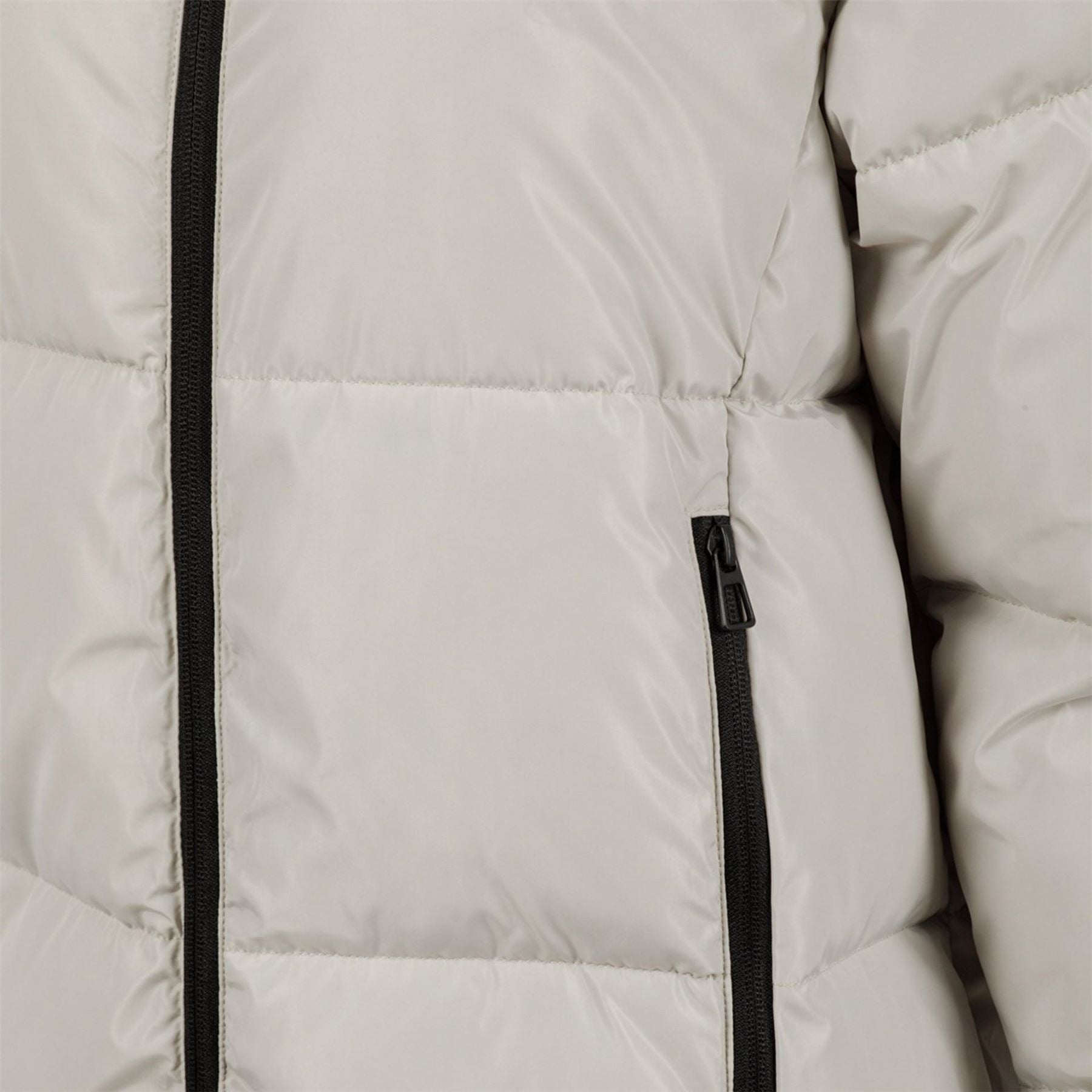 Minoti Long Quilted Winter Jacket With Drawstring Hood And Zippers Cream