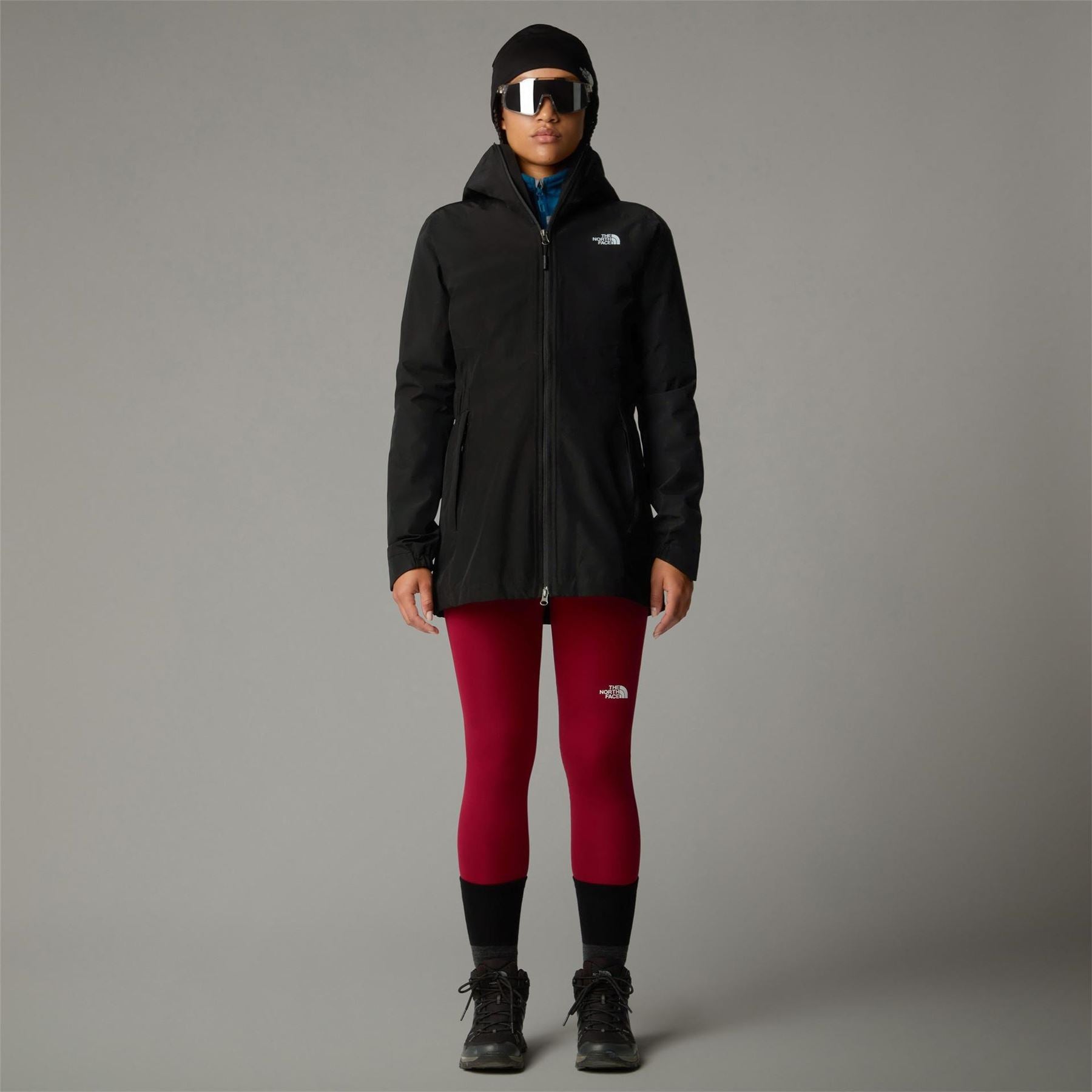 The North Face Hikesteller Hooded Solid Patterned Parka Coat with Zipped Pocket