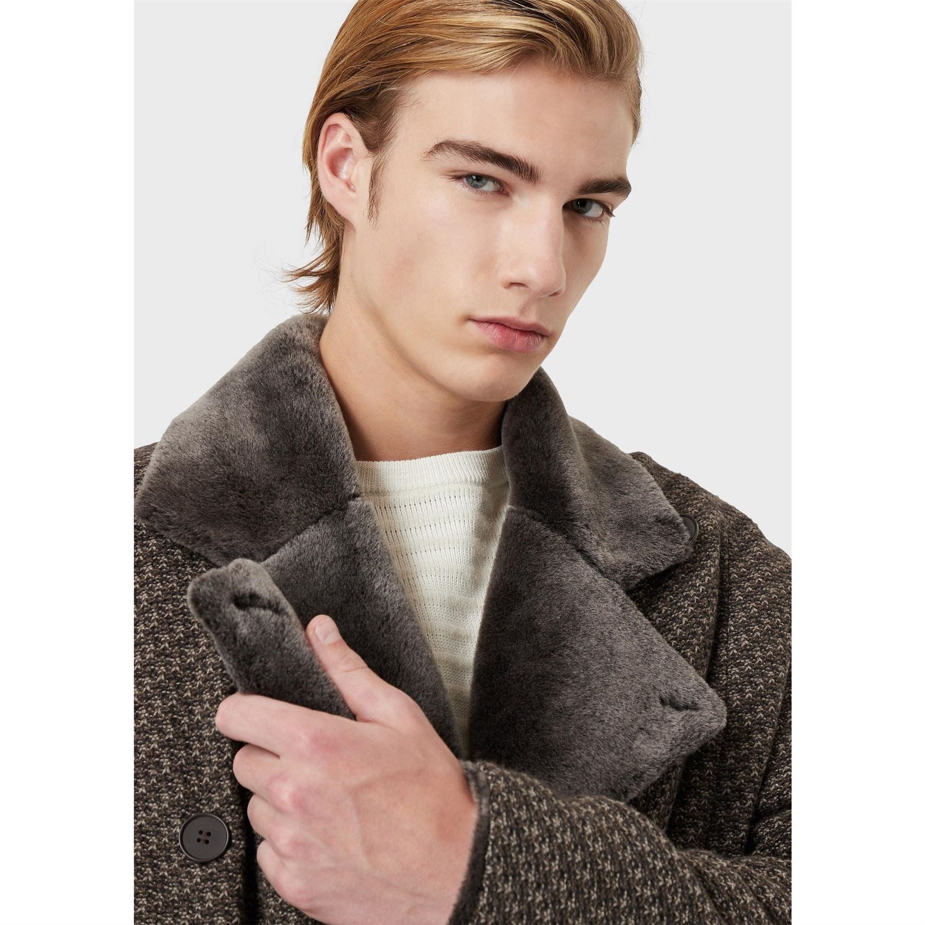 Emporio Armani Textured Houndstooth Boxy Fit Jacket