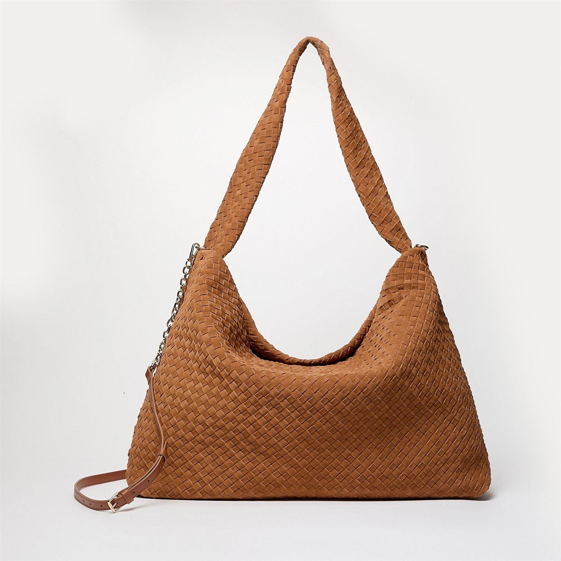 Dune London Delegating XL Basket Weave Hobo Bag with Silver Tone Hardware