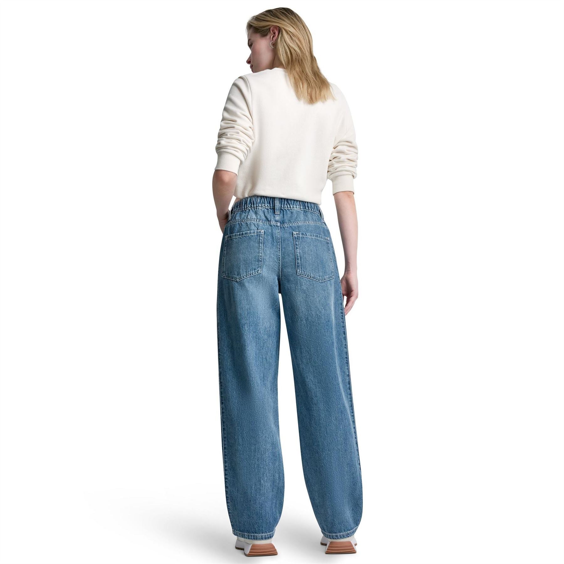 DKNY Mid Rise Flowy Relaxed Straight W  Drawcord Waistband