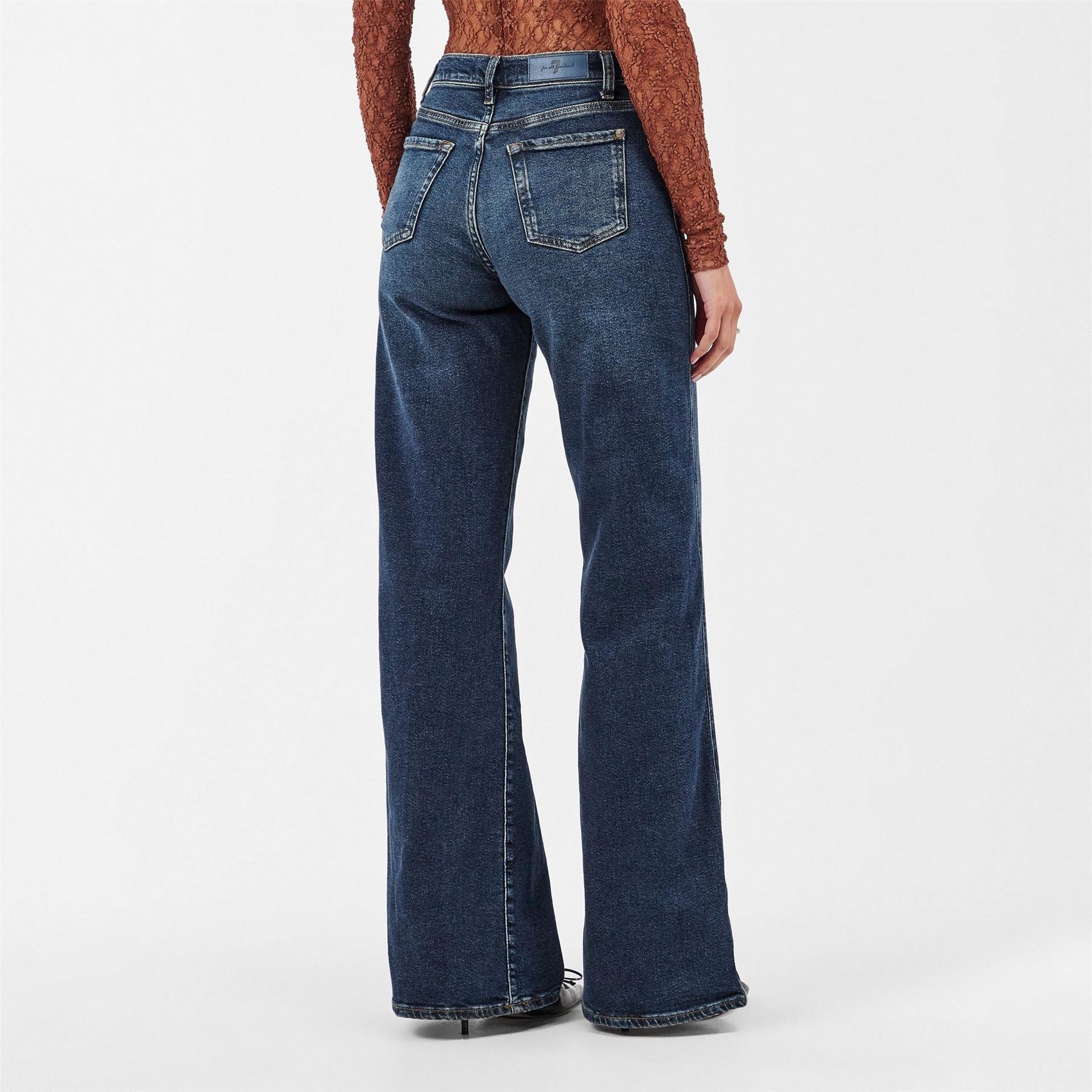 7 For All Mankind Lotta Light Wash Patterned Wide Leg Jeans