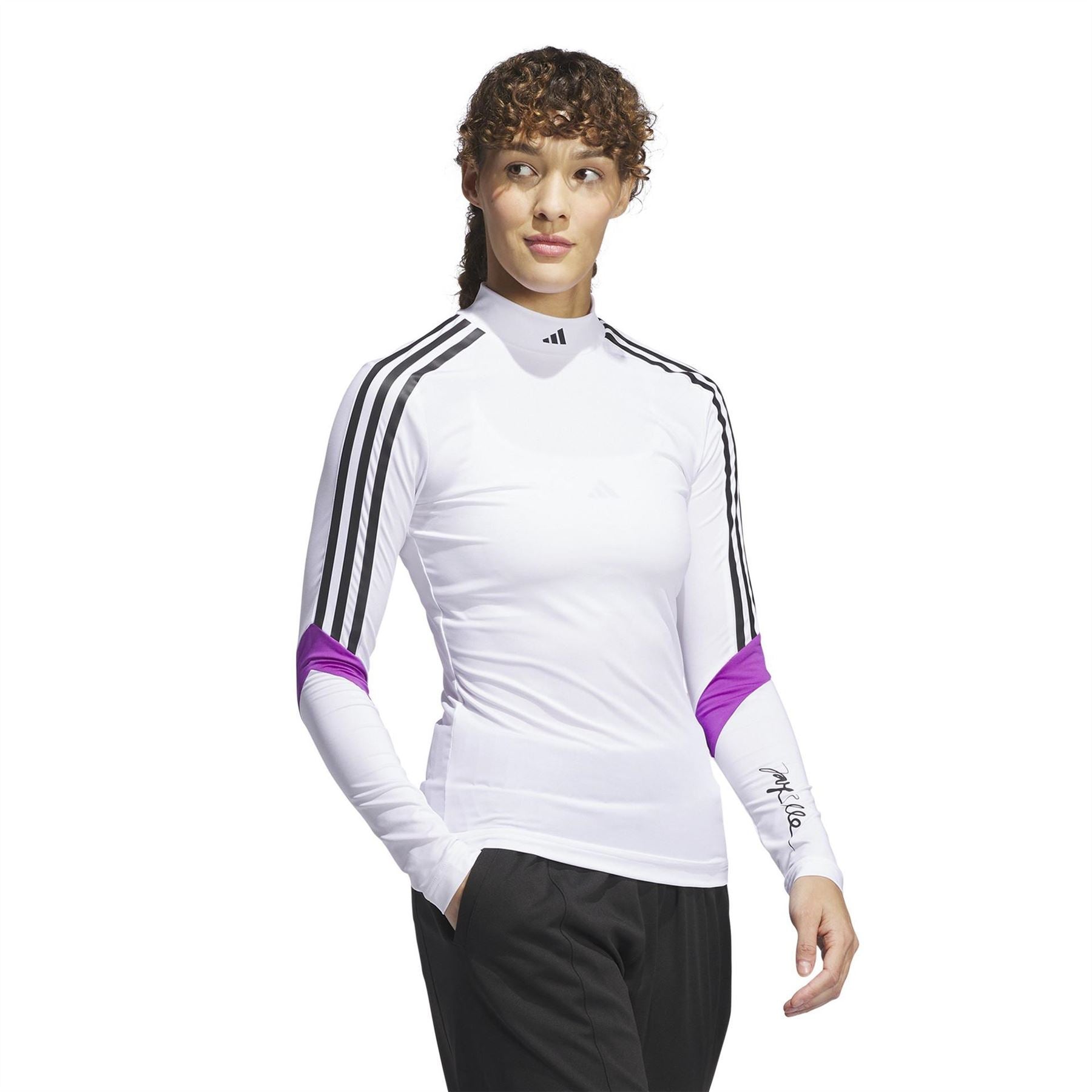 adidas Mock Neck Long Sleeve Slim Fit Jersey Top