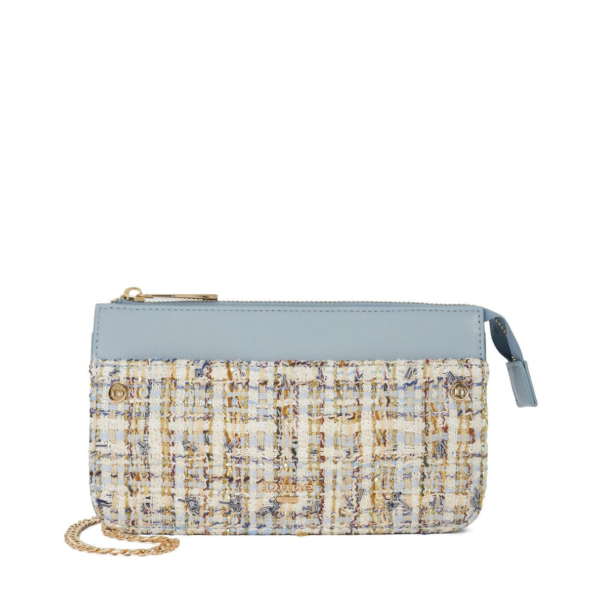 Dune London Basket Weave Zip Around Wallet with Chain