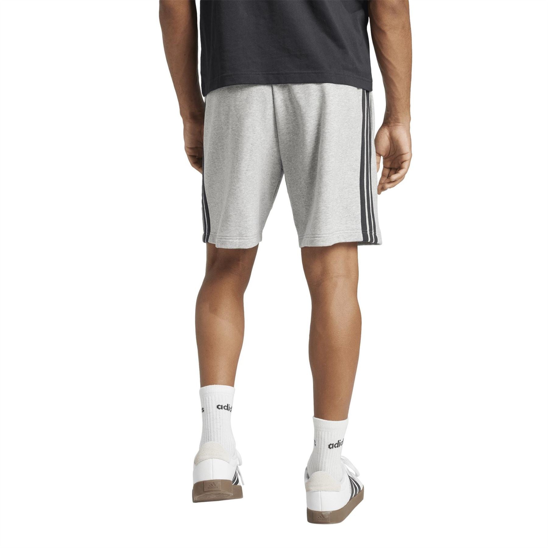 adidas Mens Essentials 3 Stripe Fleece Shorts