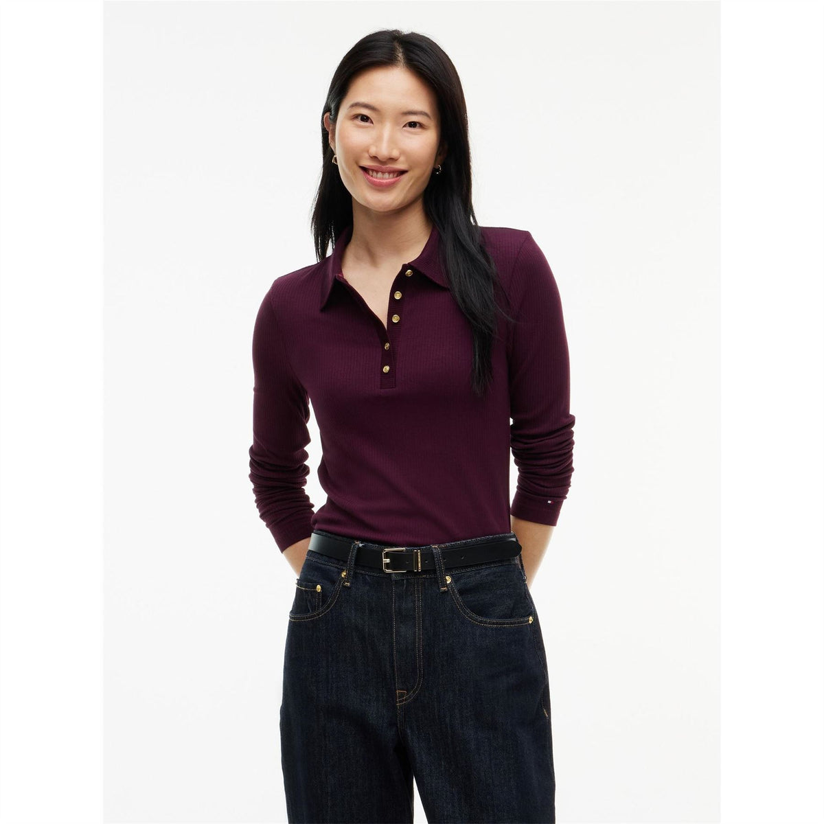 Tommy Hilfiger Rib Long Sleeve Polo Shirt