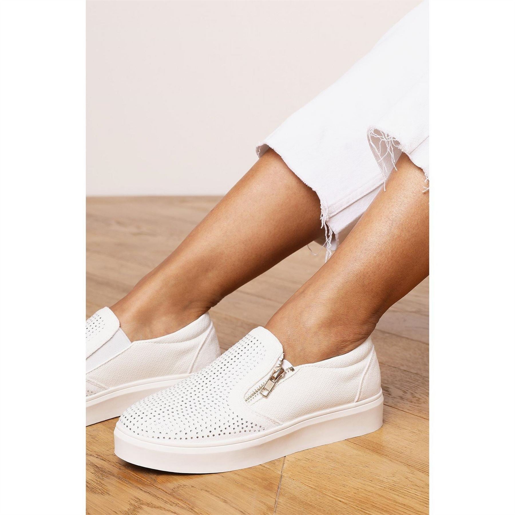 Wheres That From Zip Detail Trainer With Diamante Toe