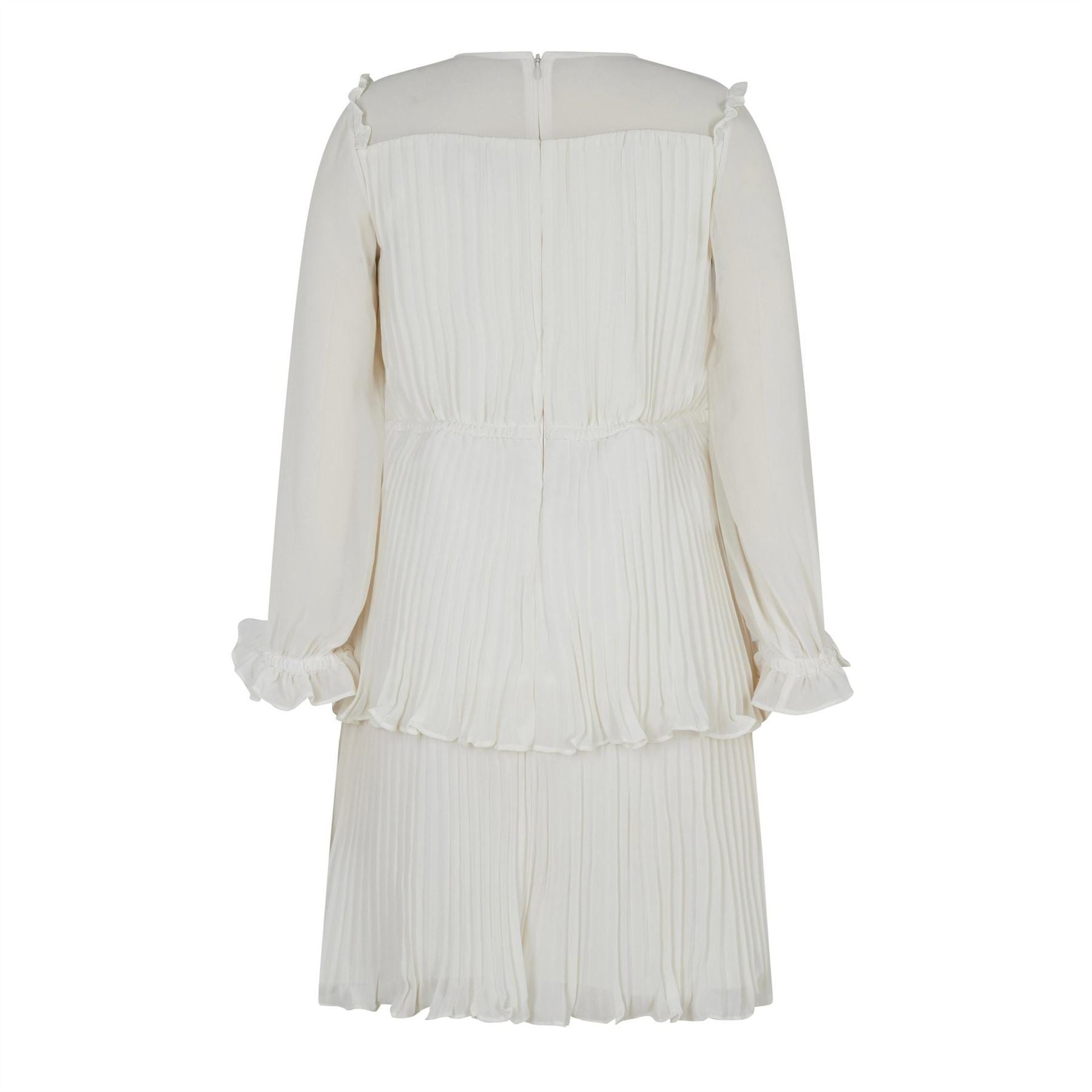 Self Portrait Chiffon Crew Neck Midi Tiered Dress