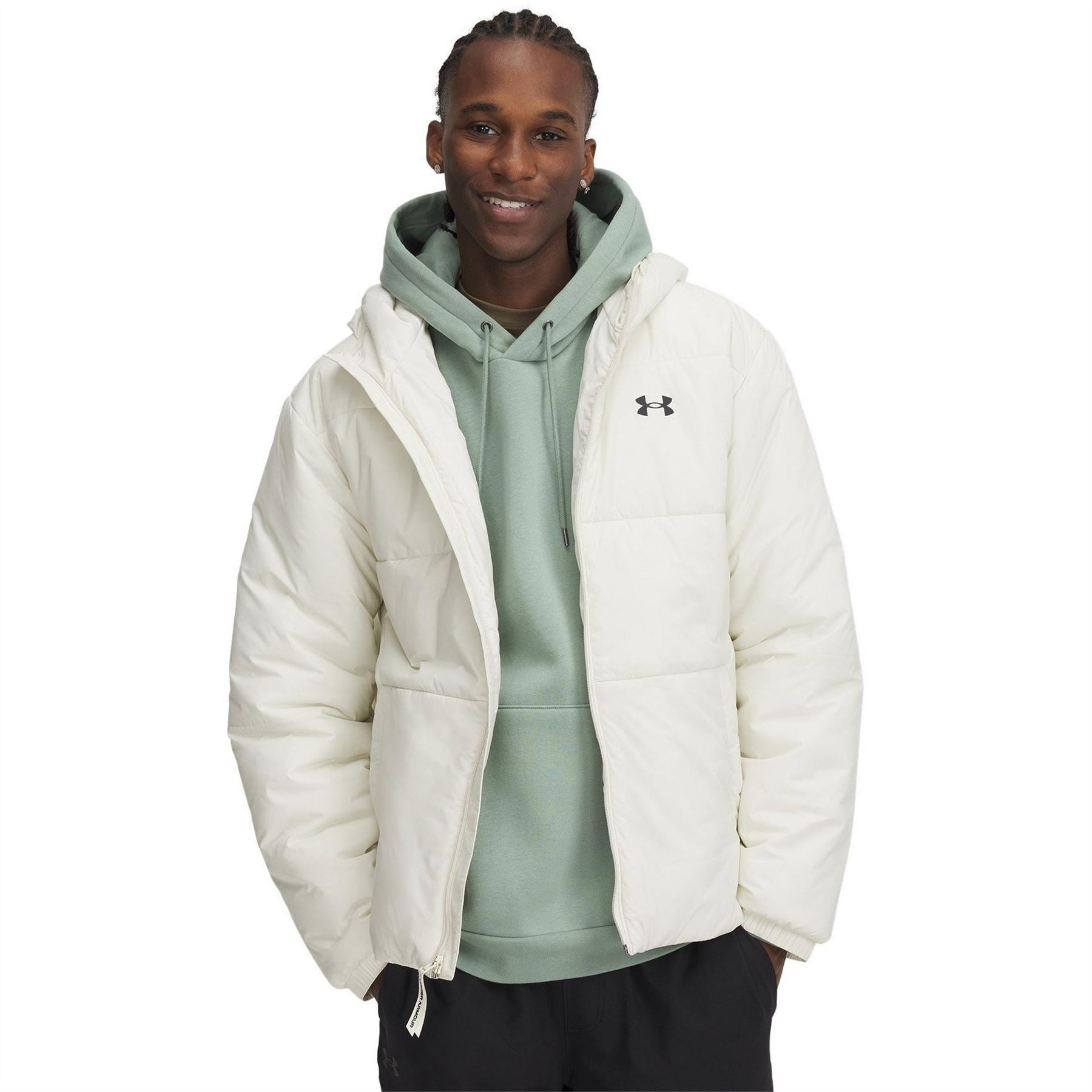 Under Armour Solid Patterned Hooded Zipped Pocket Puffer Jacket
