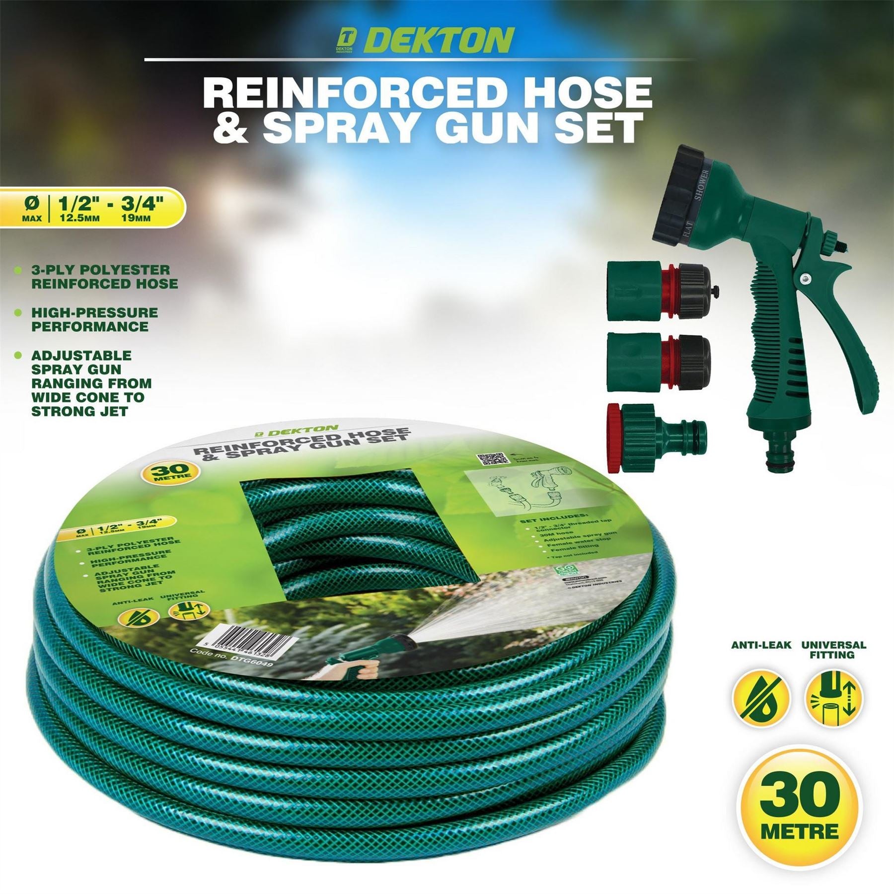 Dekton Metre Reinforced Hose  And  Spray Gun Set