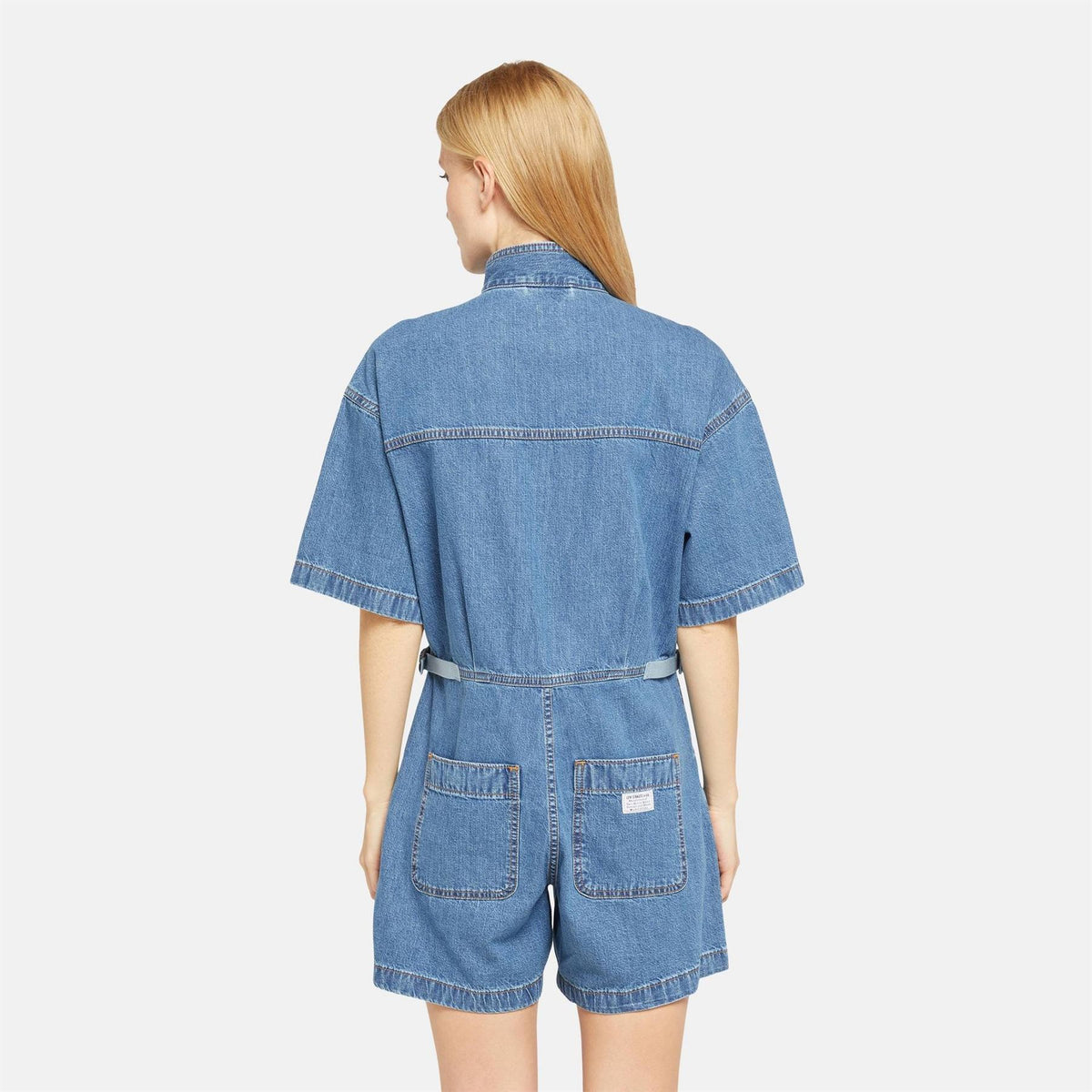 Levis Mock Neck Short Sleeve Double Flap Pocket Denim Playsuit
