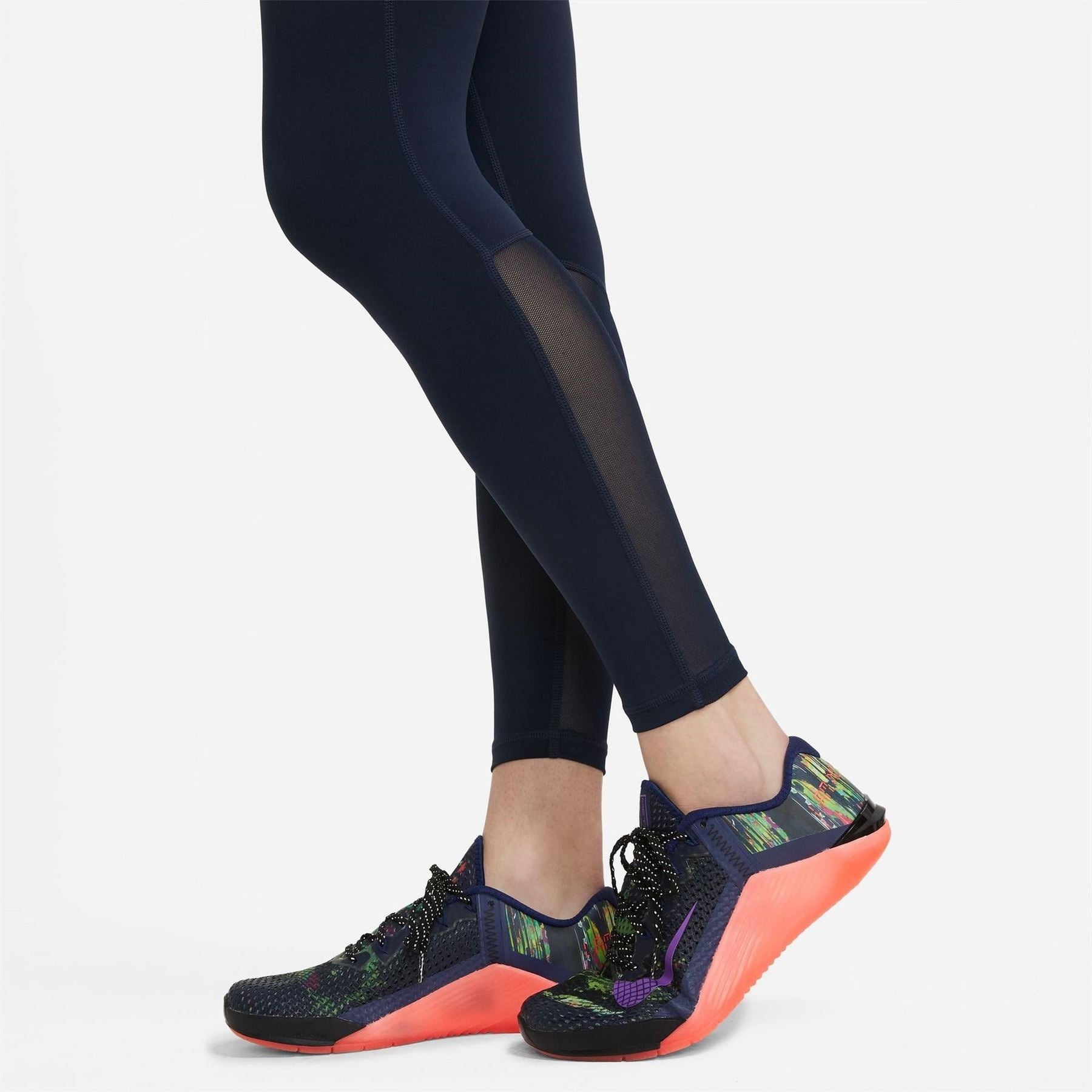 Nike Womens Pro Mid Rise Mesh Panelled Leggings