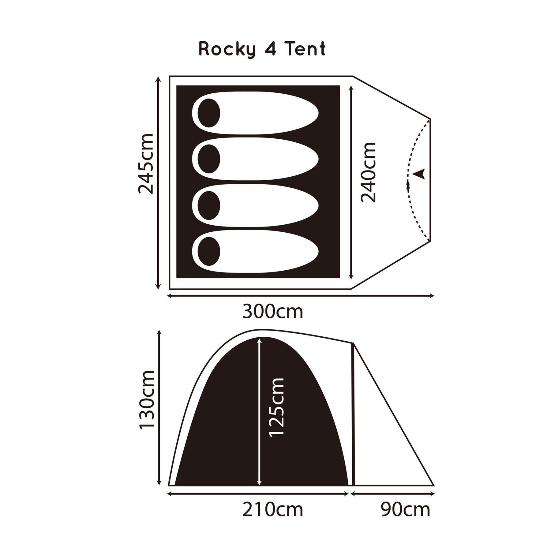 Gelert Rocky 4 Person Dome Tent