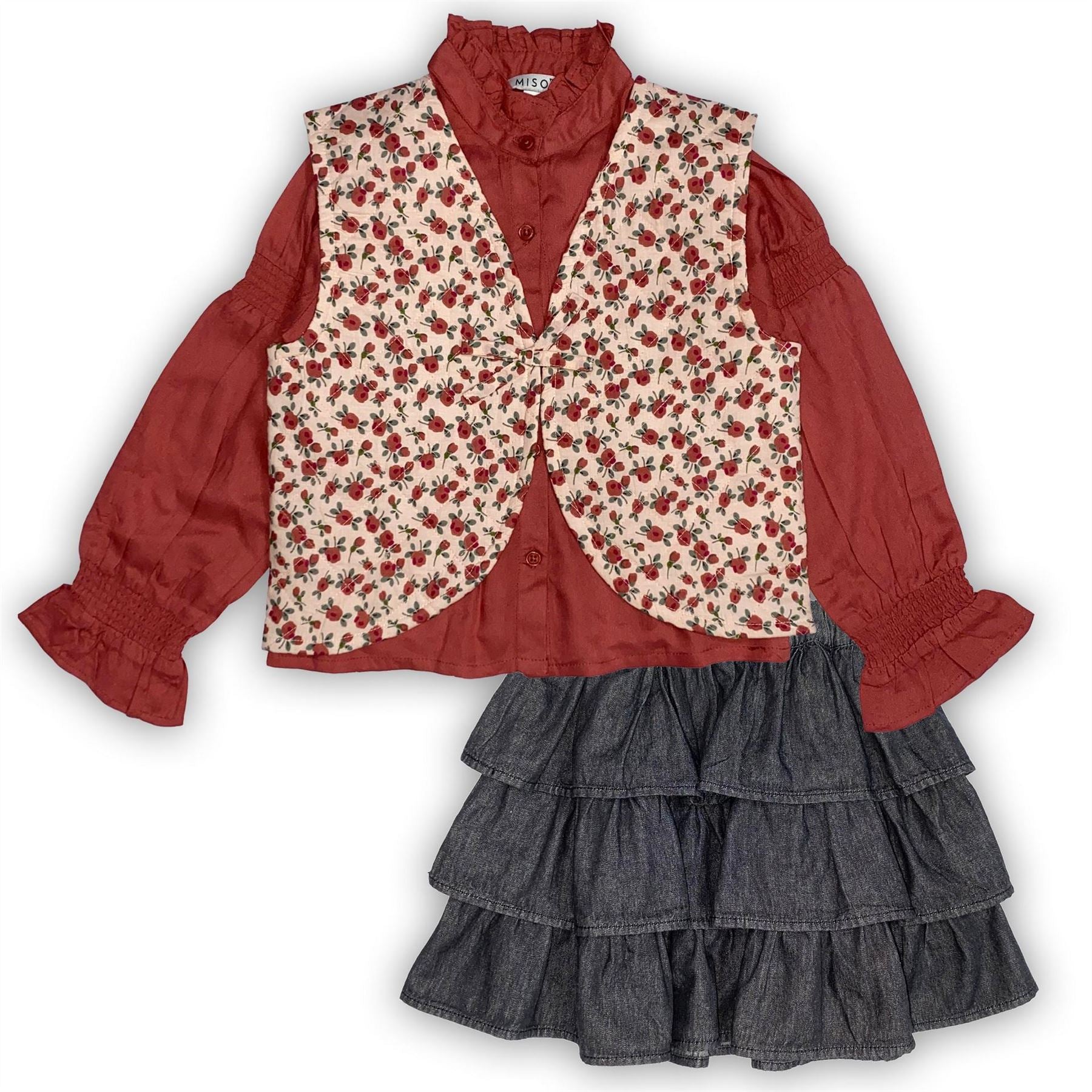 Miso Rara Blouse and Tiered Skirt Set