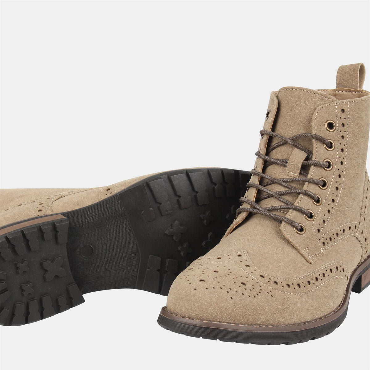 Deakins Ankle Lace Up Medium Heel Brogue Boots