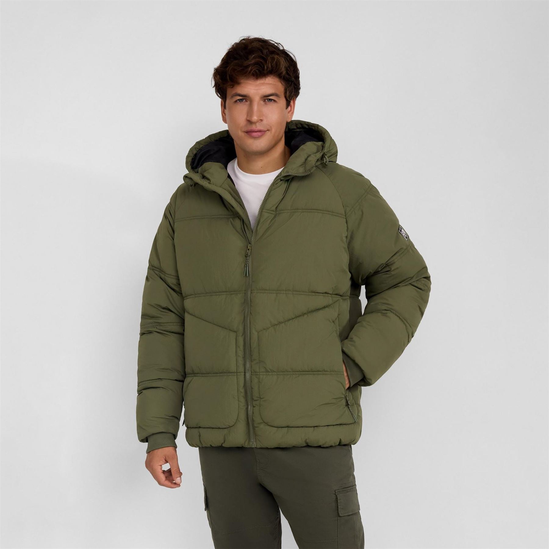 Minoti Boys Quilted Jacket With Raglan Sleeves Khaki