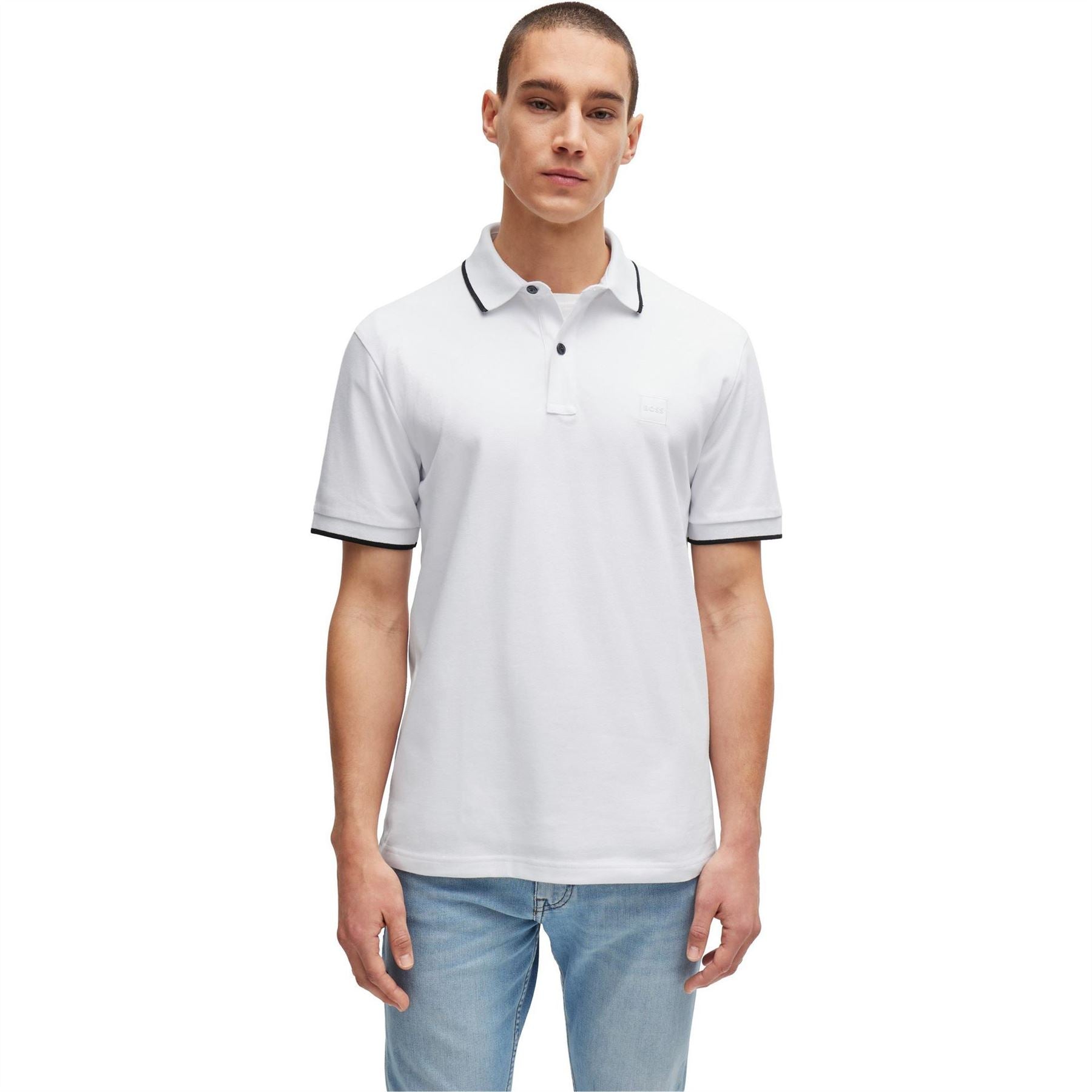 Boss Orange Pique Short Sleeve Polo Shirt With Logo Detail