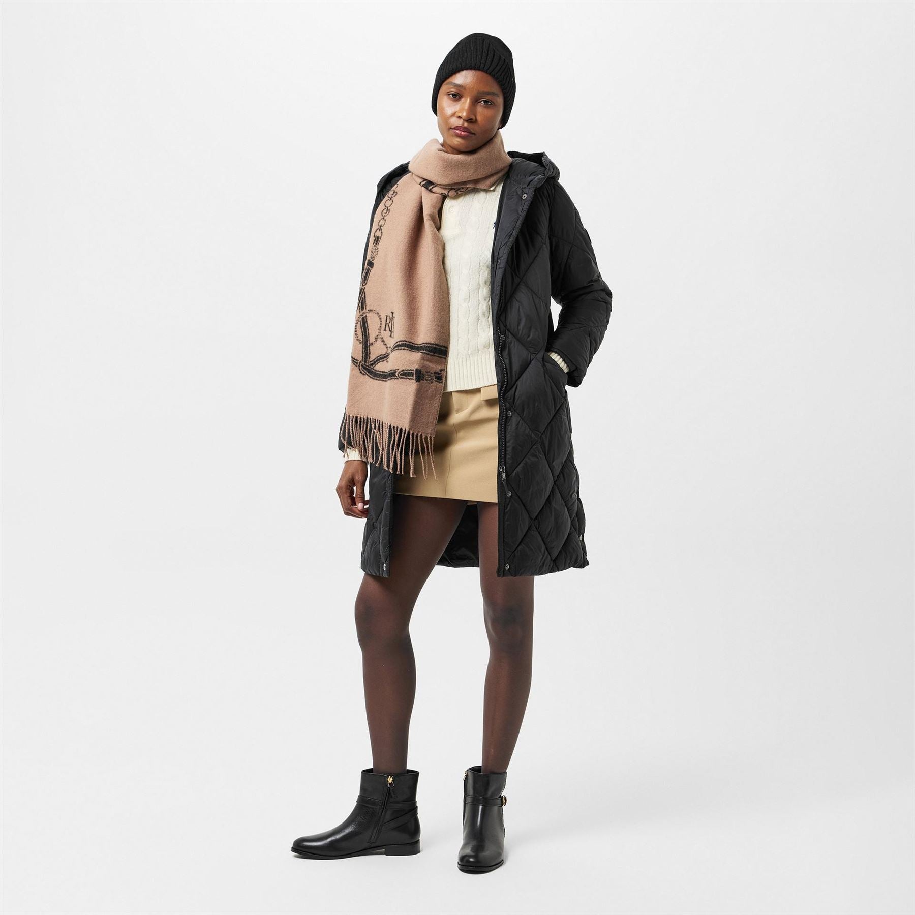 Lauren by Ralph Lauren Dia Q Real Leather Medium Puffer Jacket