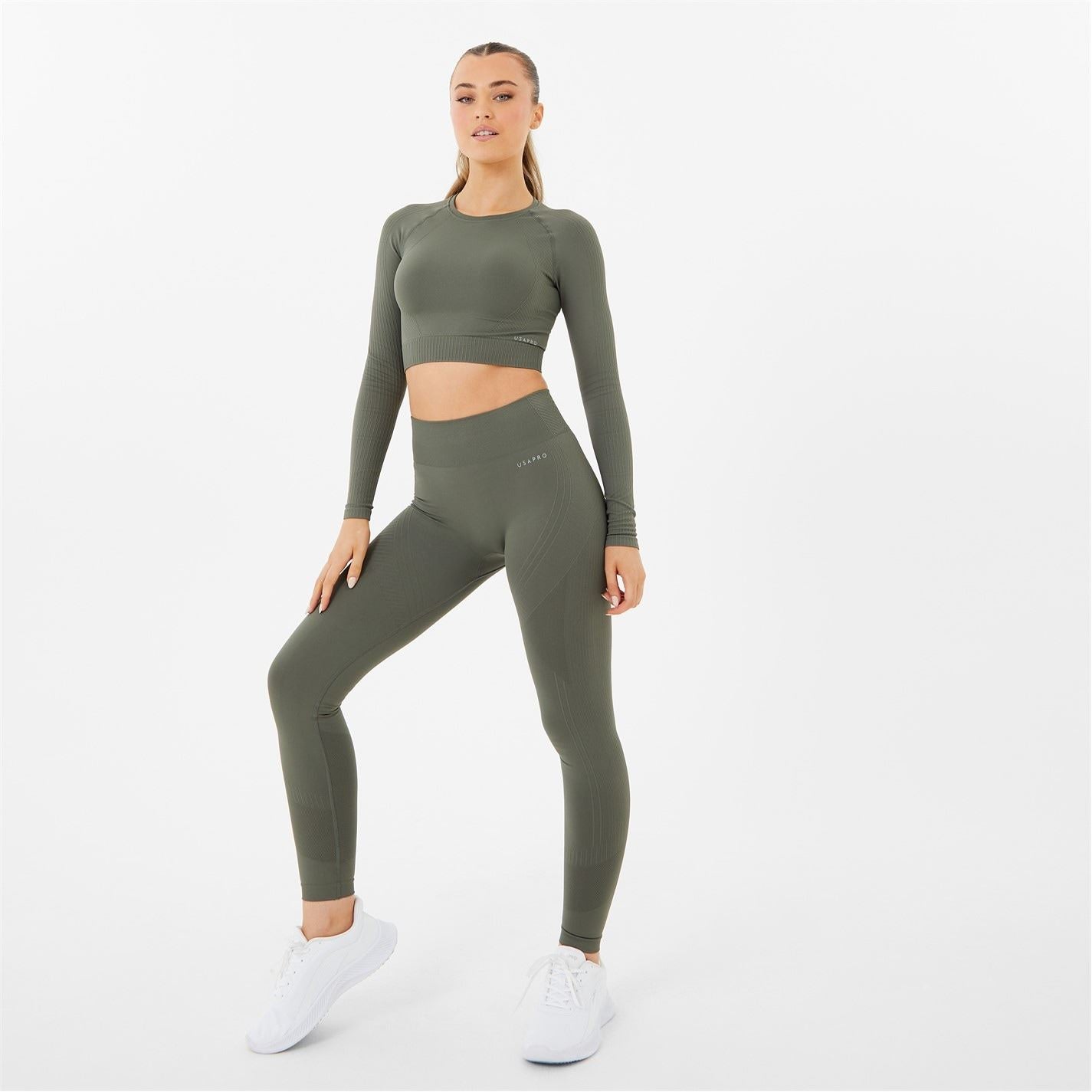 USA Pro Womens Long Sleeve Seamless Crop Top