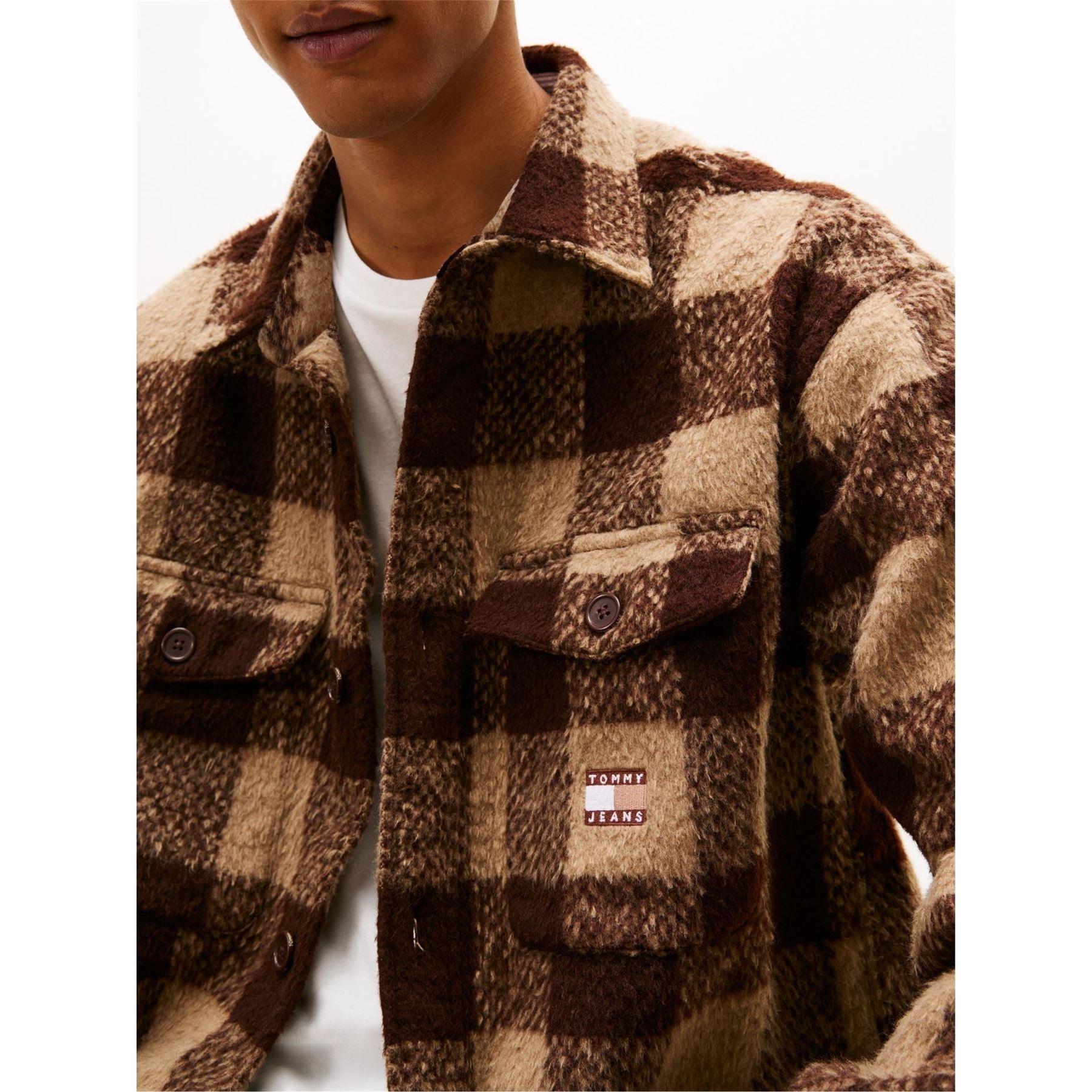 Tommy Jeans Plaid Patterned Chest Pocket Overshirt